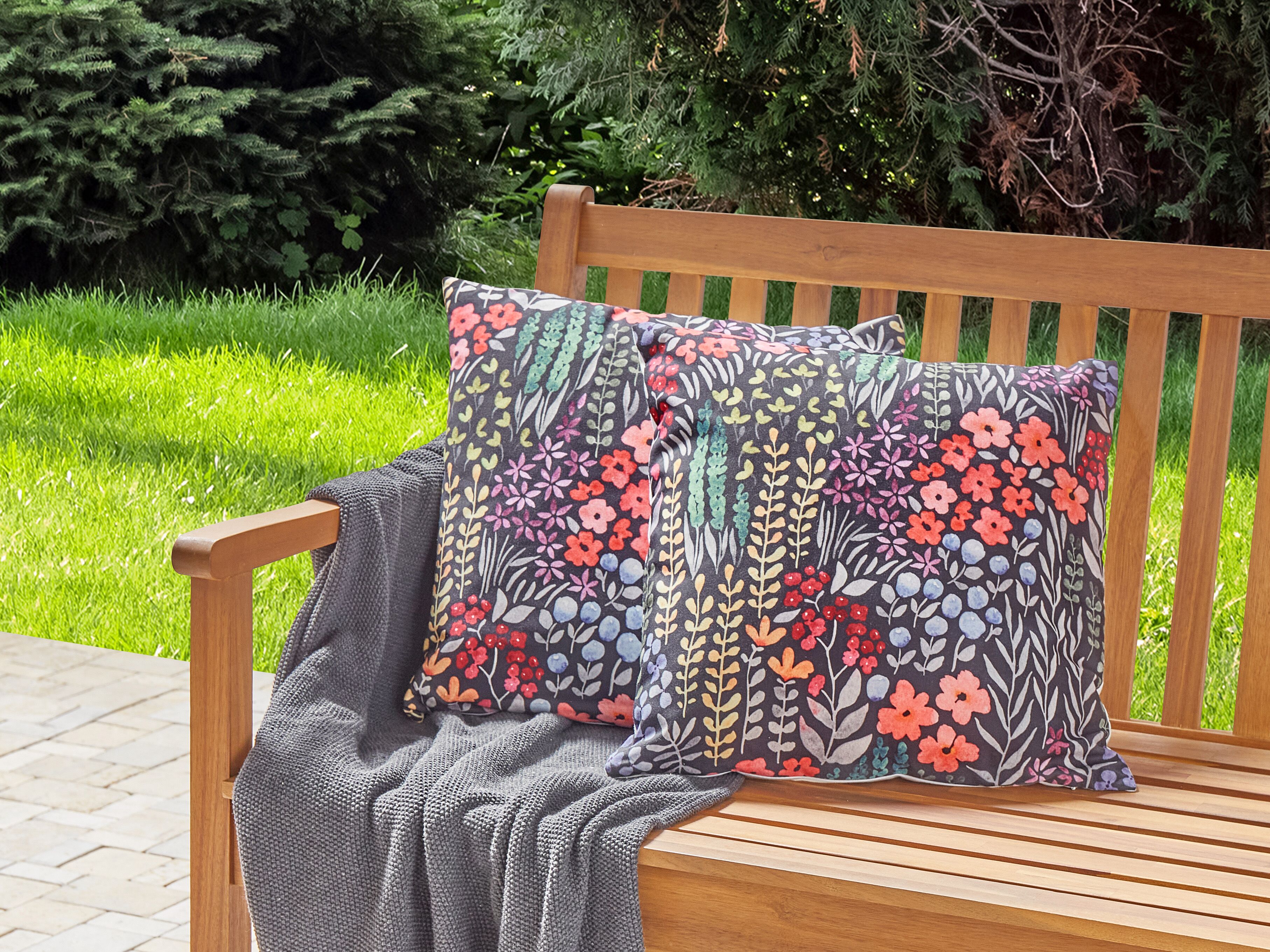 Set of 2 Outdoor Cushions CASTELARO Floral Pattern 45 x 45 cm Multicolour