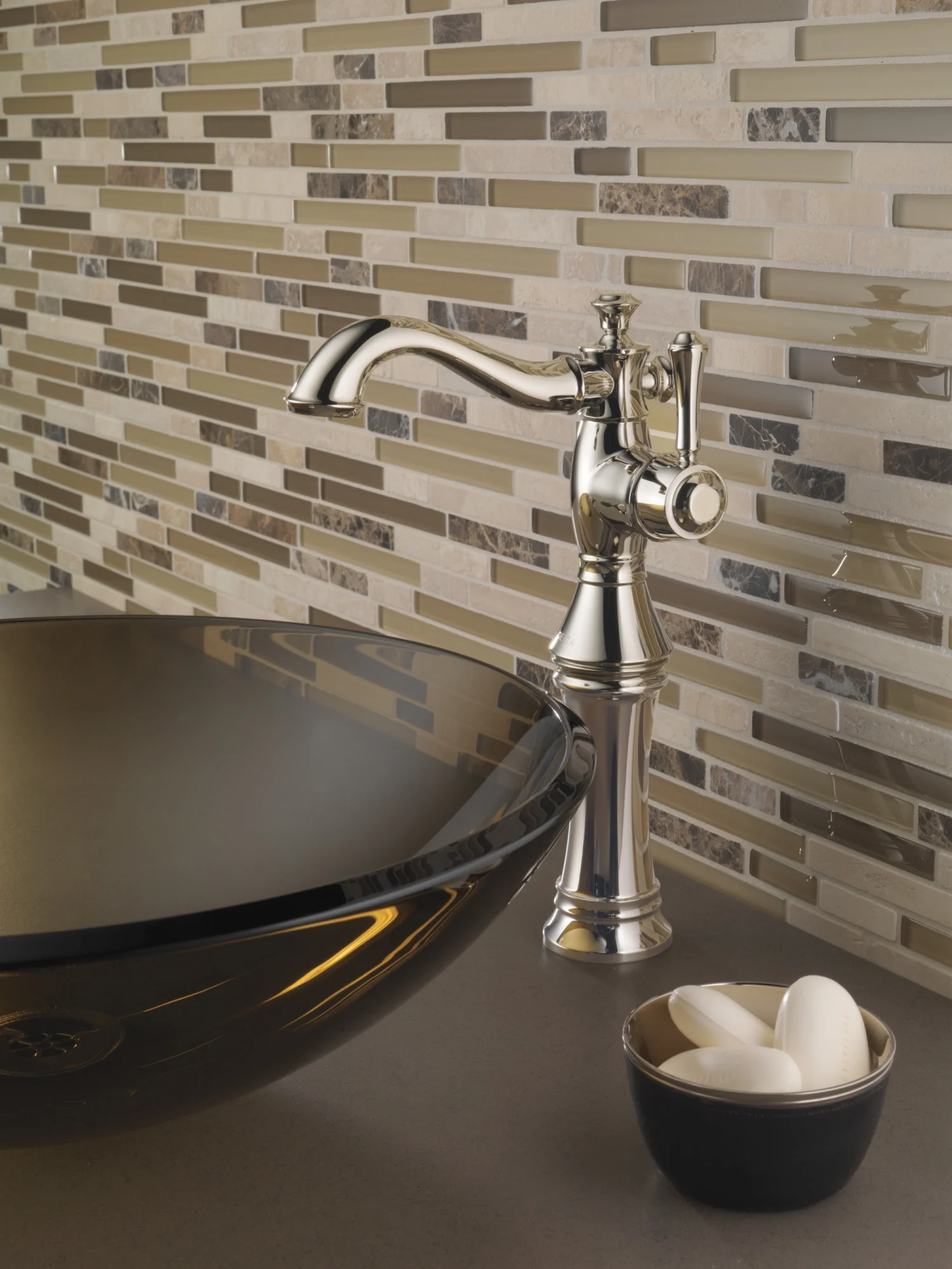 Delta Cassidy Single Handle Vessel Bathroom Faucet, Polished Nickel