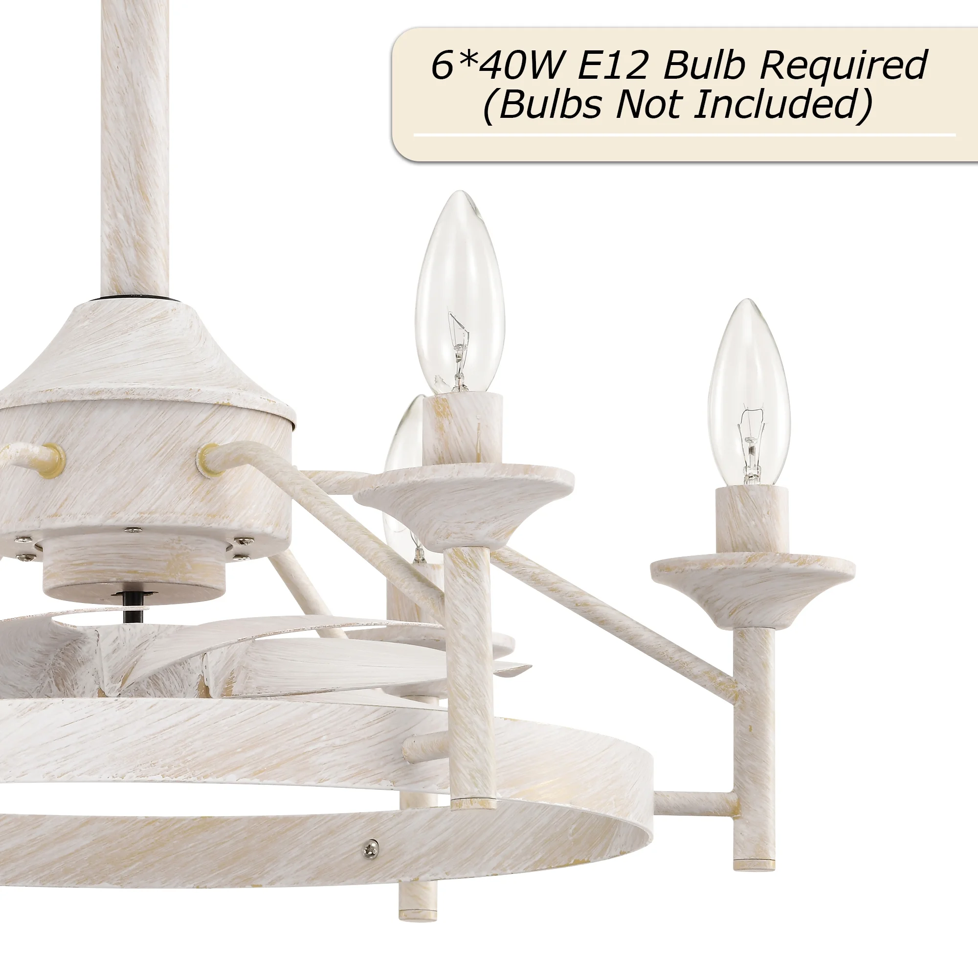 Maxax Candlestick Ceiling Fan with Light, 21" White Vintage Ceiling Fan with Remote Control, 6 Speeds Reversible Timing Ceiling Fan for Bedroom, Living Room - Image 6