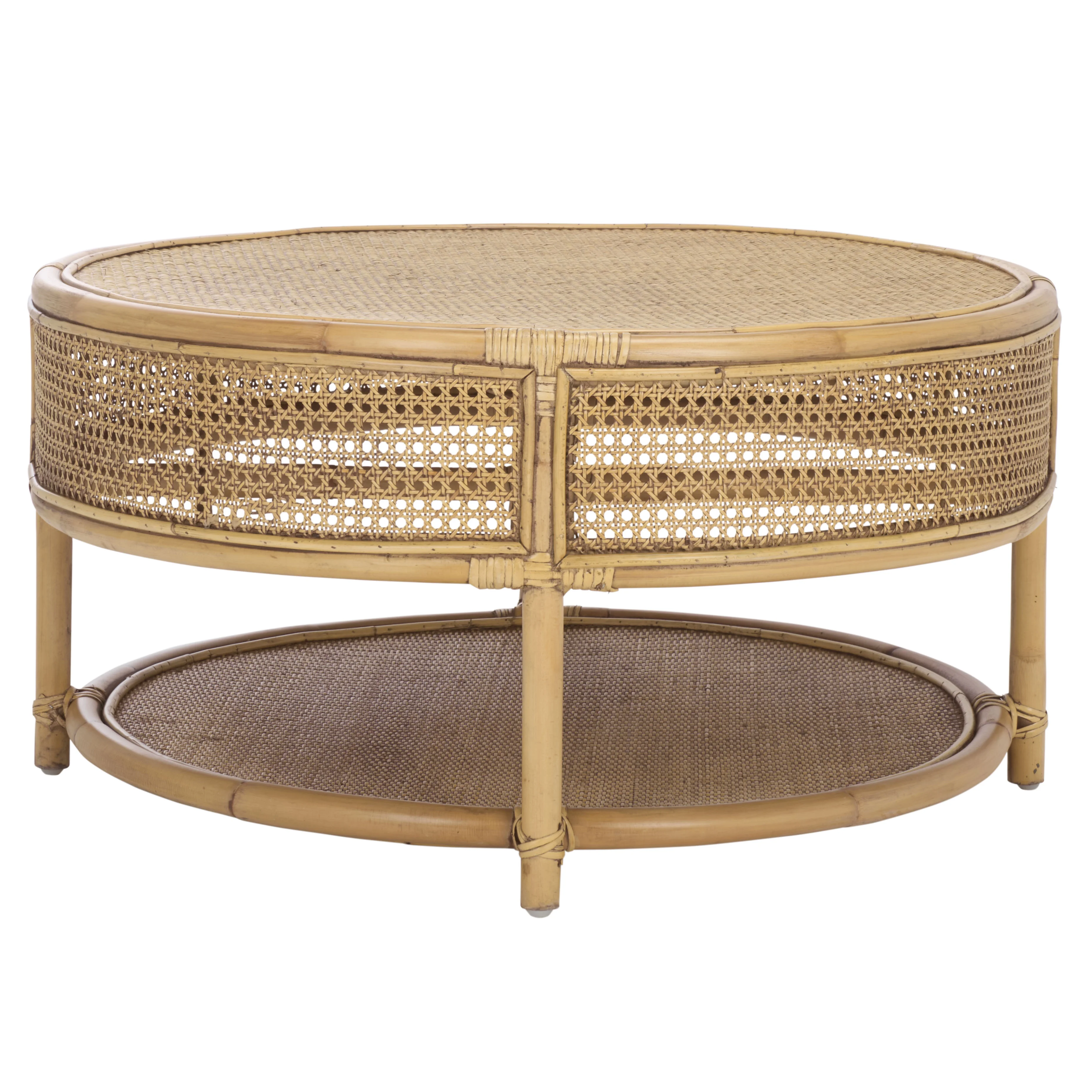 SAFAVIEH Modern Round Rattan Coffee Table, Natural - Image 15