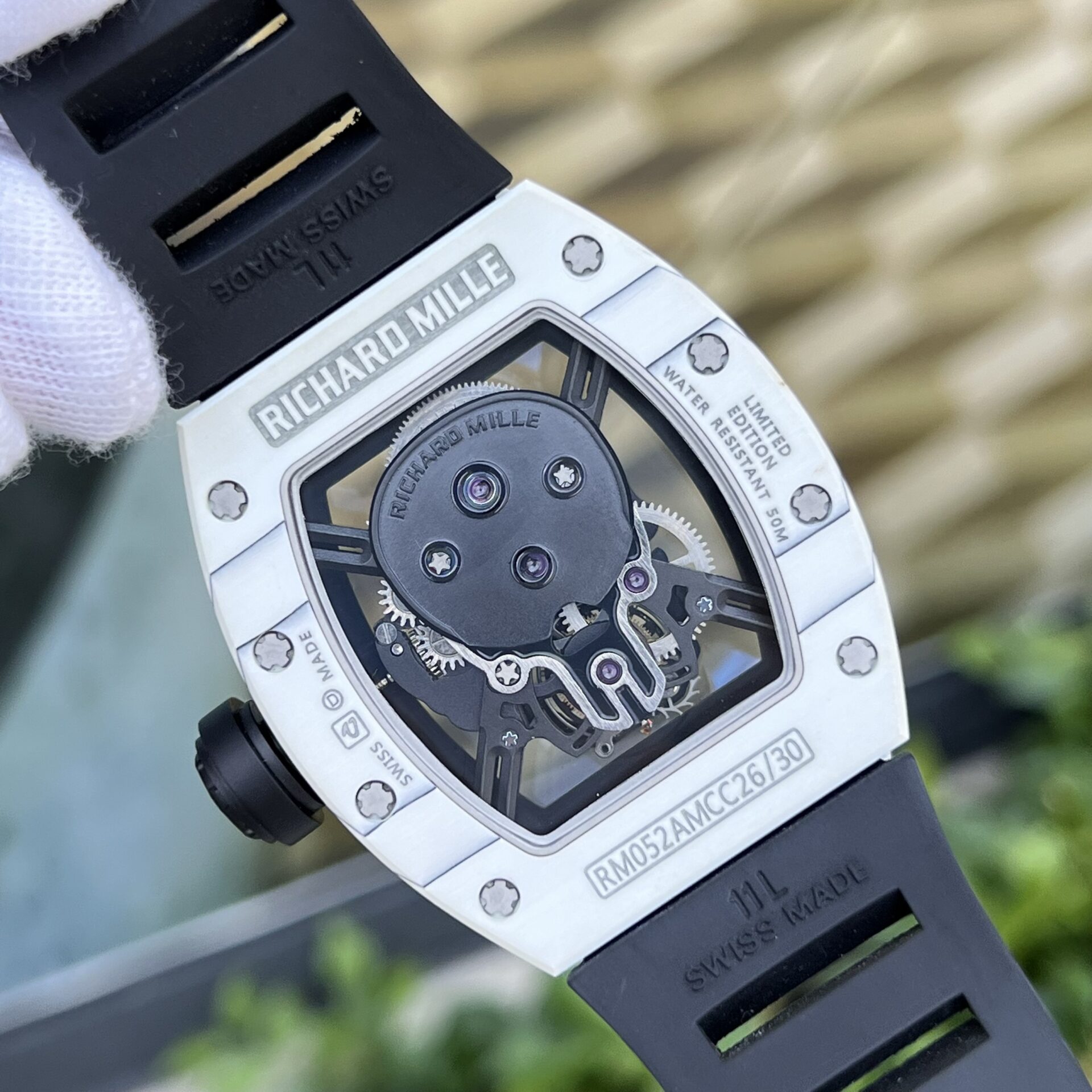 Richard Mille Replica 1:1 Watch RM052 Skull Tourbillon White Case 43mm - Top club