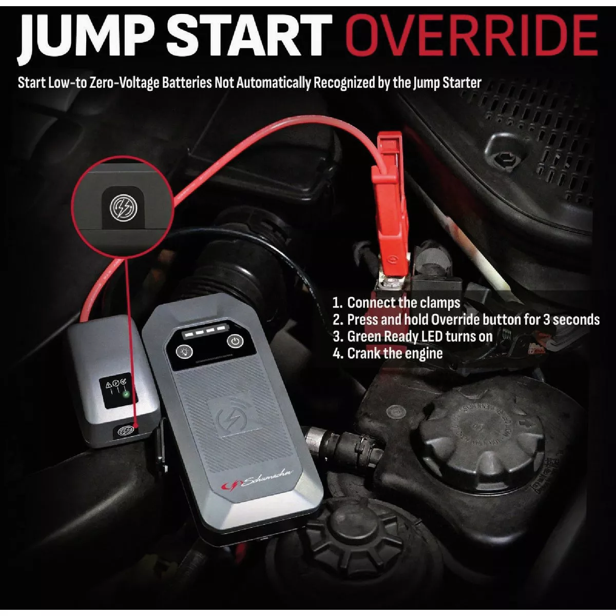 Schumacher Automatic 4-in-1 Lithium 12V Automotive Jump Starter with Wireless Portable Power Pack