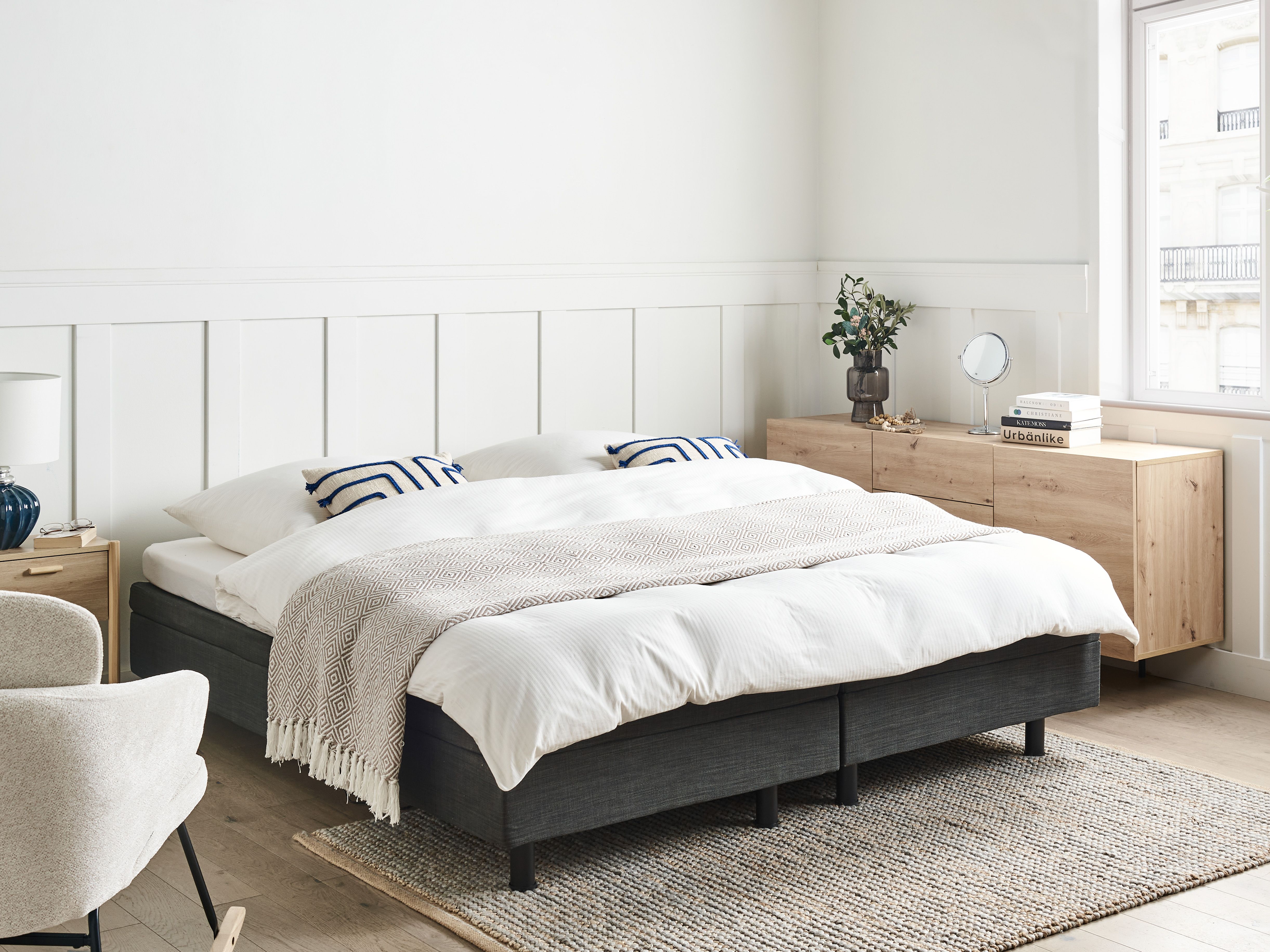 Adjustable Bed without Headboard Fabric DUKE 180 x 200 cm (EU Super King) Dark Grey