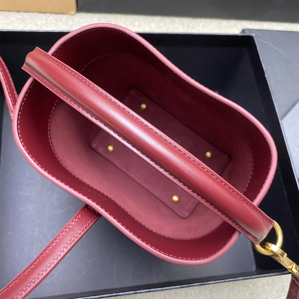 YSL LE 37 Mini Bucket Bag in Shiny Burgundy Leather1:1High-quality replica