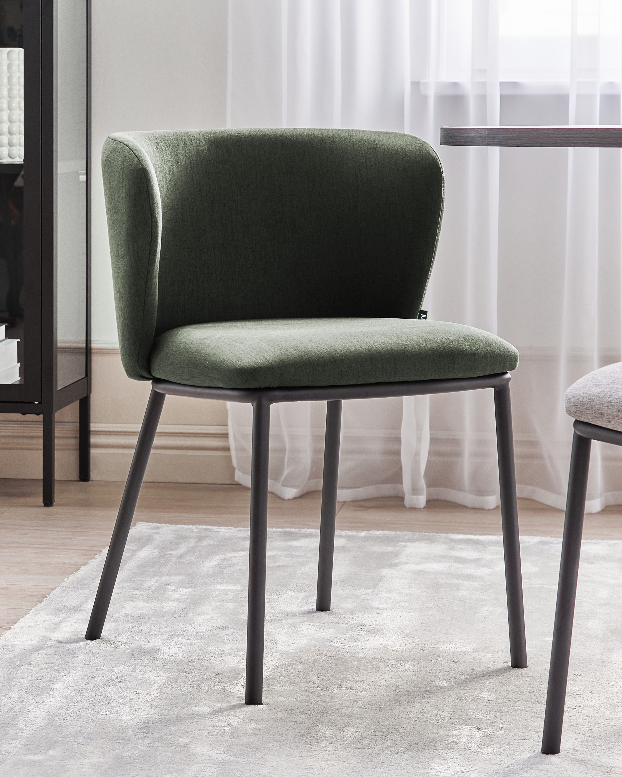 Set of 2 Dining Chairs MINA Fabric Dark Green