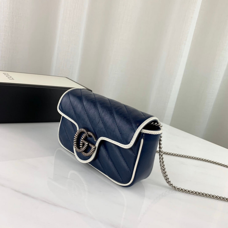 Replica Gucci Gg Marmont Super Mini Bag 574969 Blue1:1High-quality replica