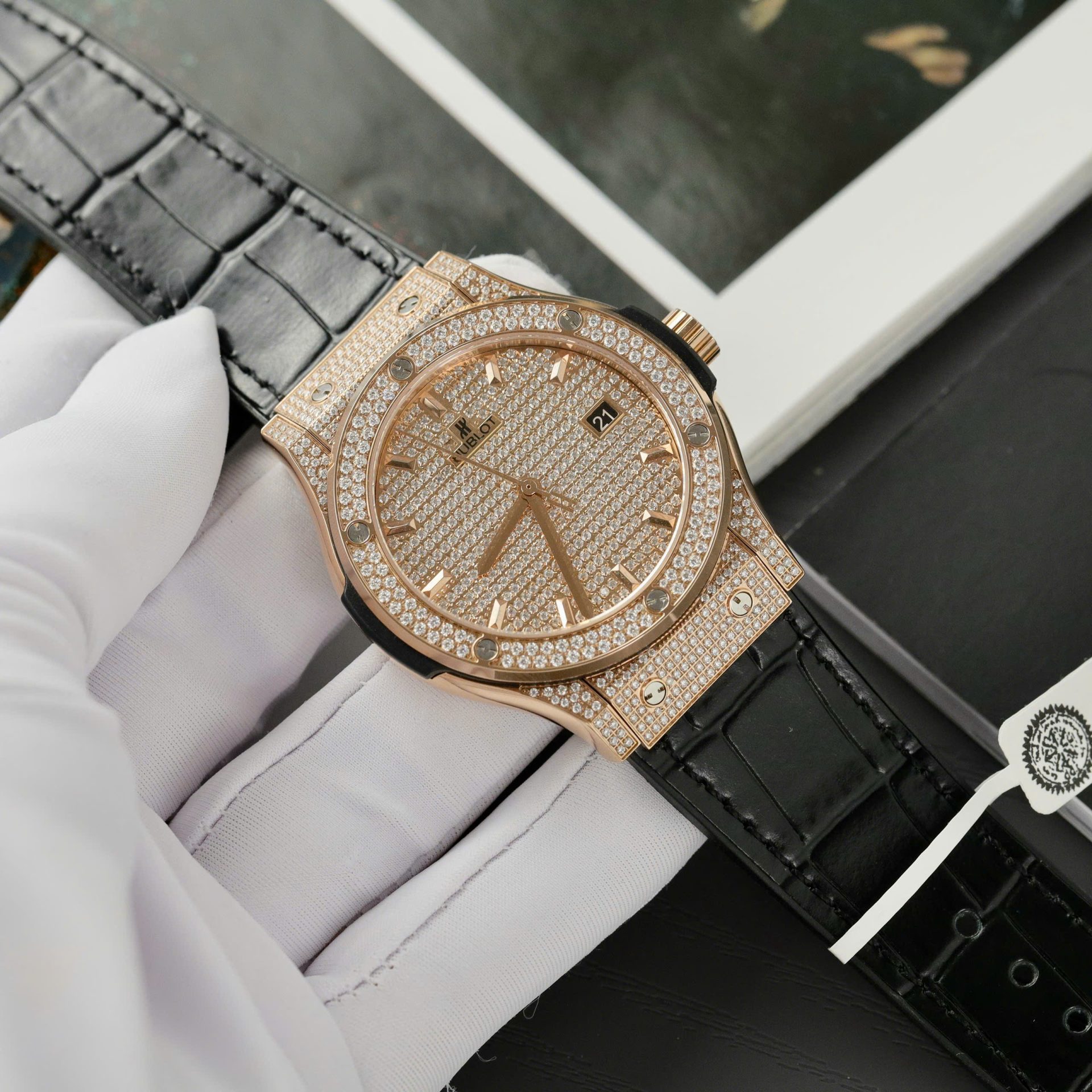 Hublot Classic Fussion King Gold Best Replica Watches Custom Full Moissanite Diamonds 42mm - Top club