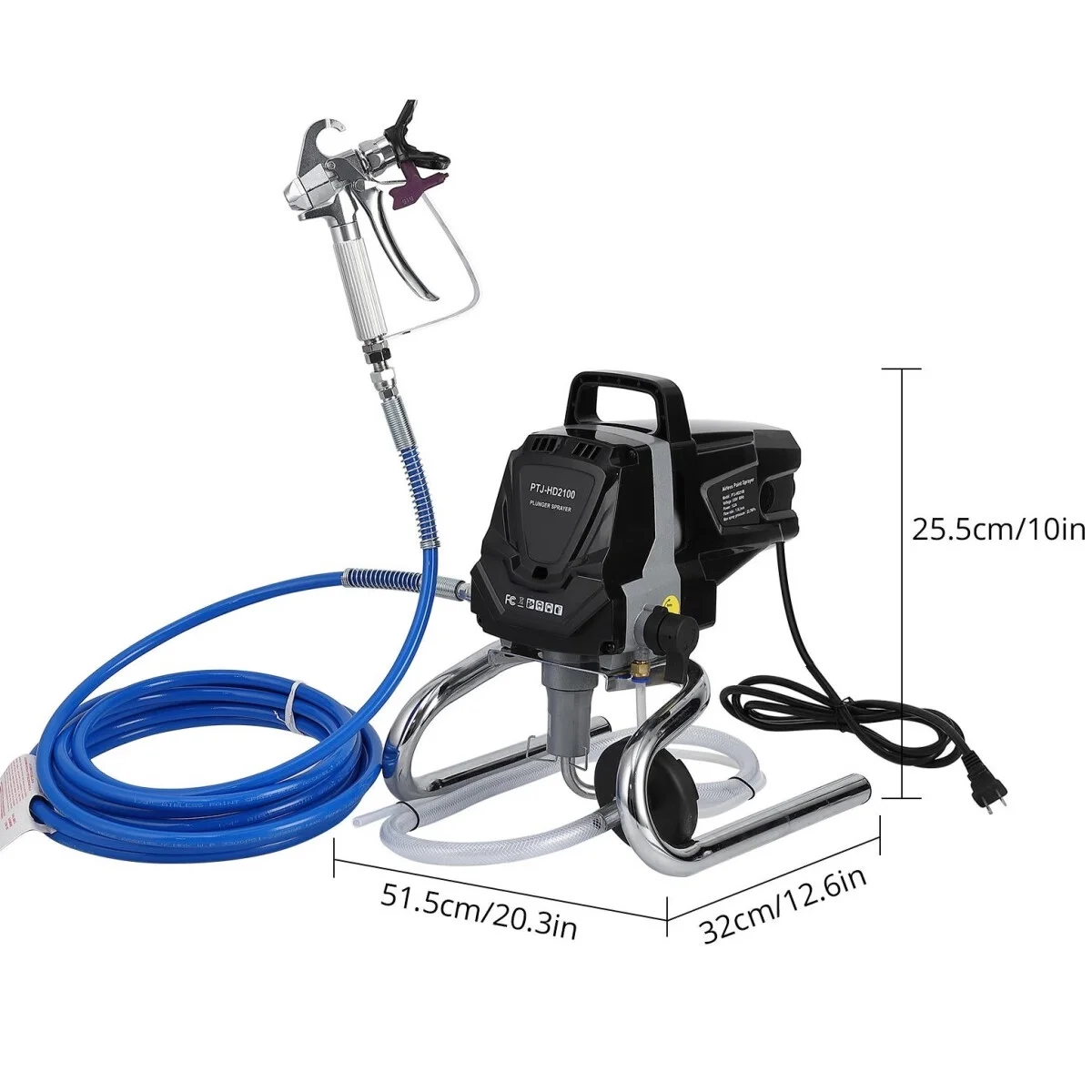 Indoor Outdoor Airless Paint Sprayer with Extension Rod, Nozzle and Spray-Gun