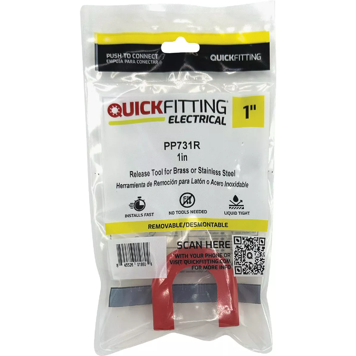 QuickFitting 1 In. Slip Clip Push-to-Connect Patented Disconnect Clip