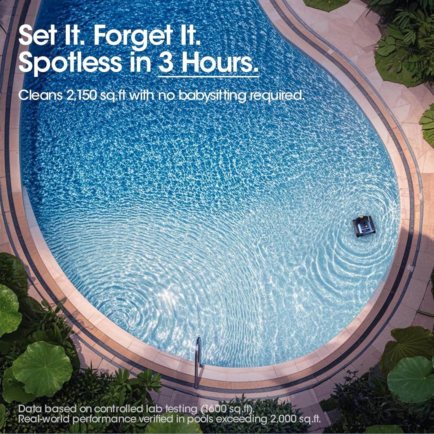 Cordless Robotic Pool Vacuum Cleaner With Track Drive, Sonar Navigation, 180W Brushless Motor, 150-Min Runtime, Dark Blue - Image 7 Cordless Robotic Pool Vacuum Cleaner With Track Drive, Sonar Navigation, 180W Brushless Motor, 150-Min Runtime, Dark Blue - Image 7