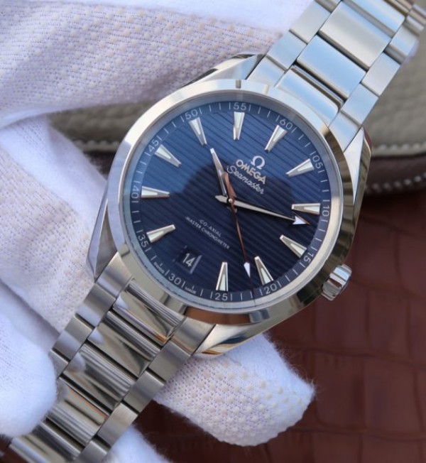 Replica Omega XF Seamaster Aqua Terra Master Blue Textured Dial SS Bracelet A8900 - Elite Watch Atelier