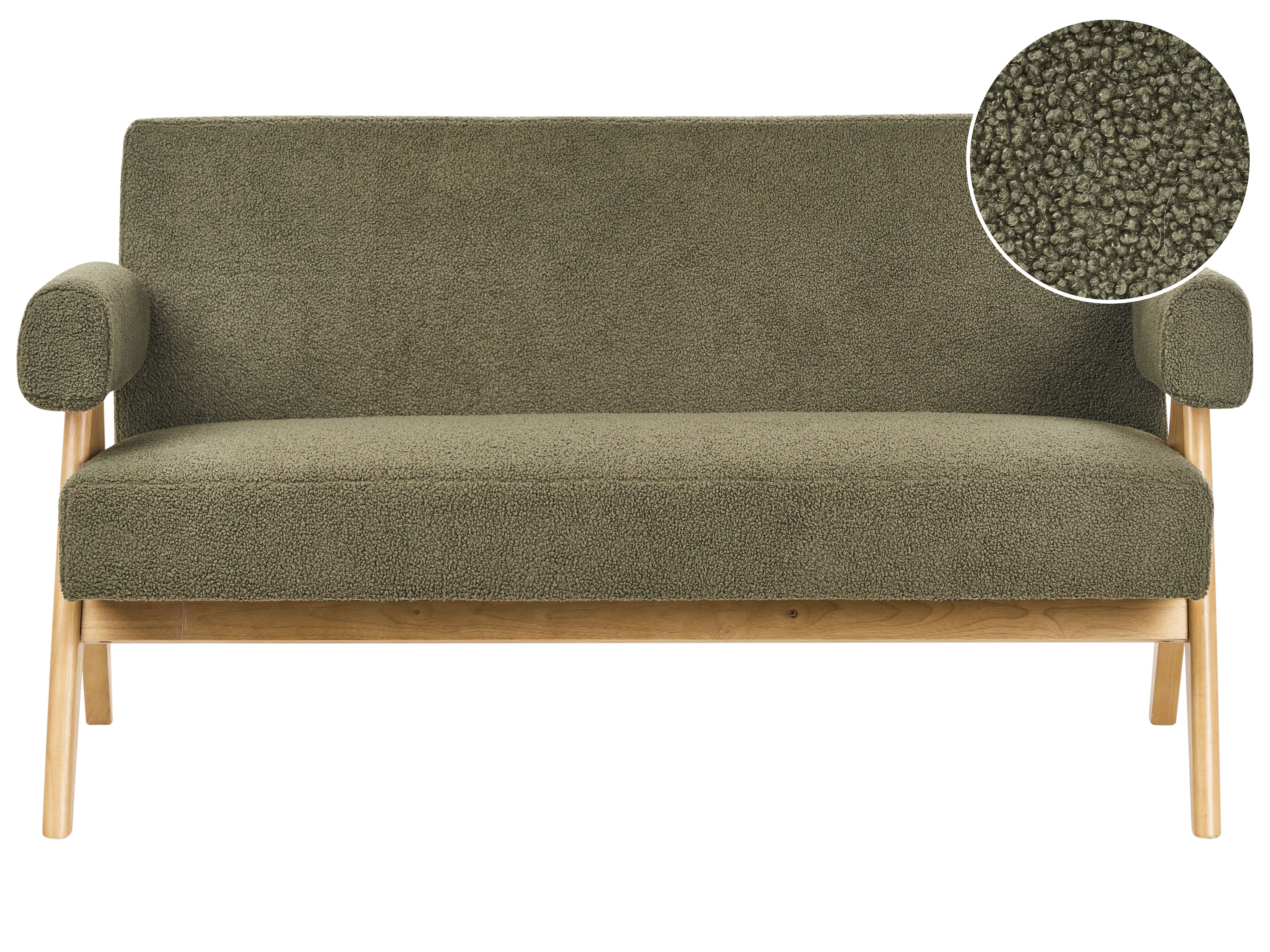 Sofa 2 Seater TAMRE Boucle Green/ Light Brown