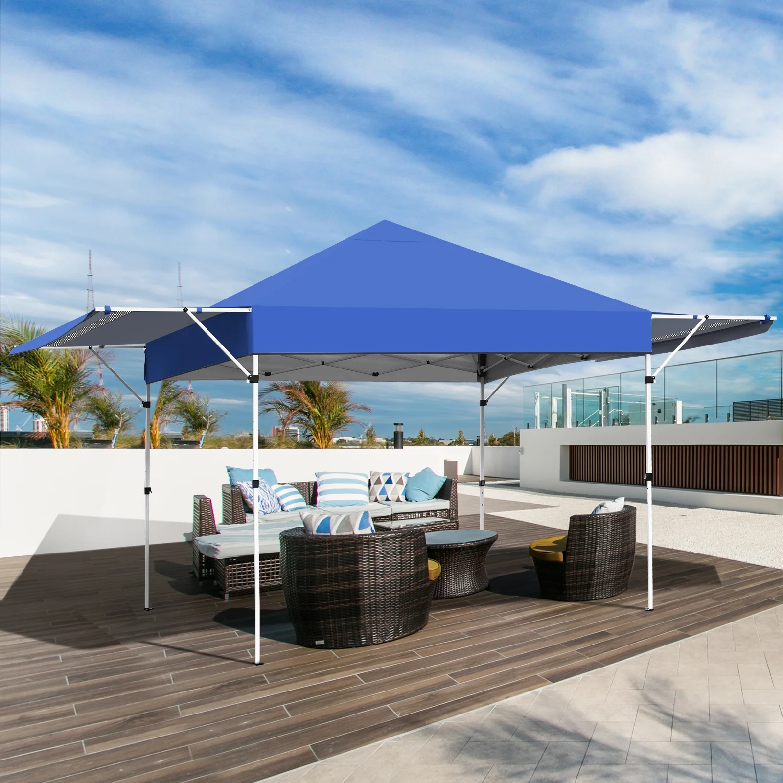 Patiojoy 10x17ft Pop up Canopy 3 Height Adjustment Folding Tent with Roller Bag White - Image 34