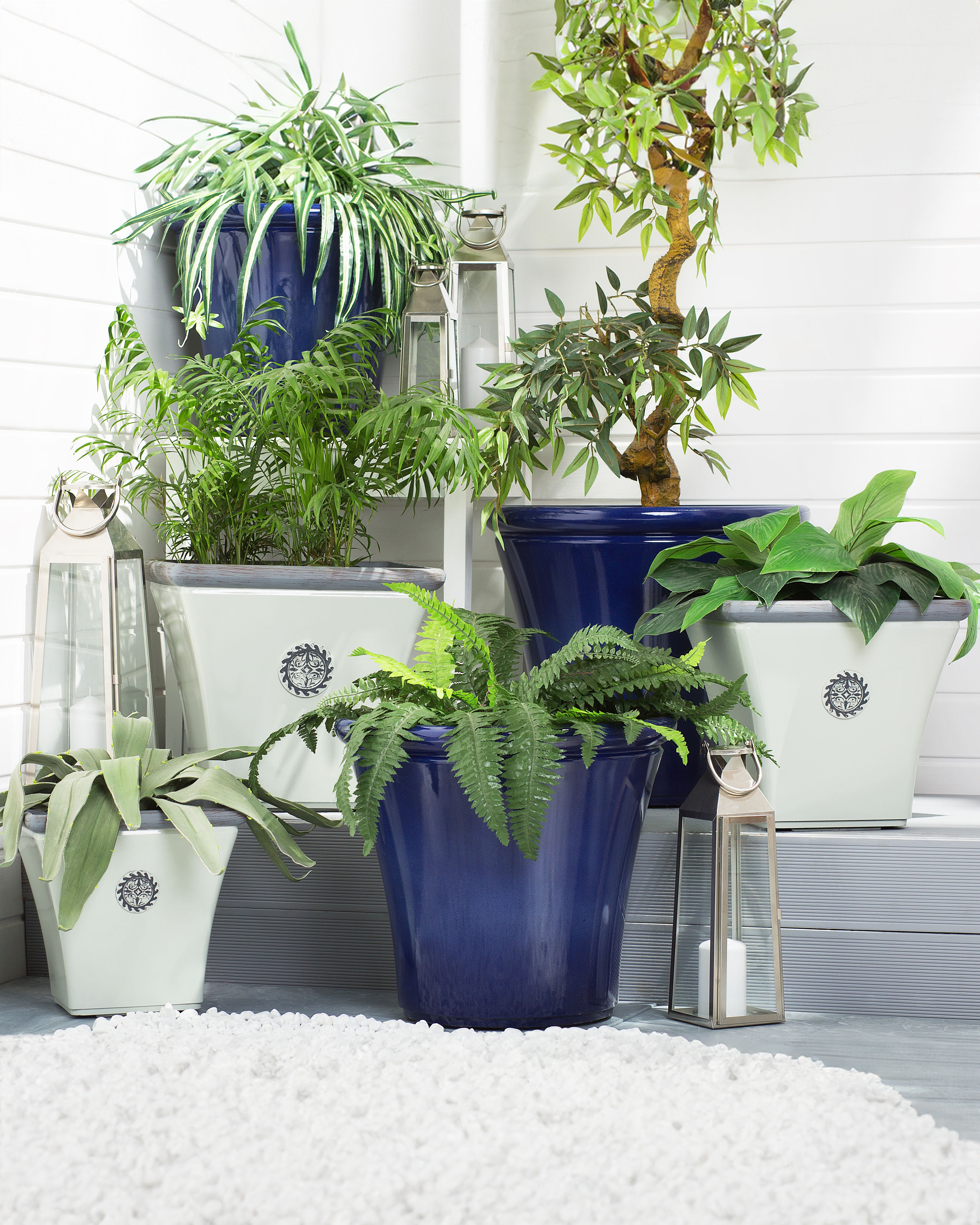 Set of 2 Plant Pots ELATEIA 32 cm White