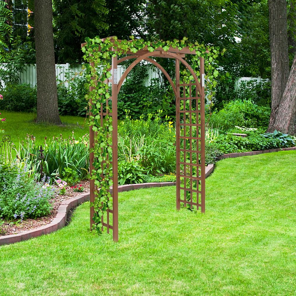 Zimtown Outdoor Wooden Garden Arbor for Climbing Plants - Dark Brown
