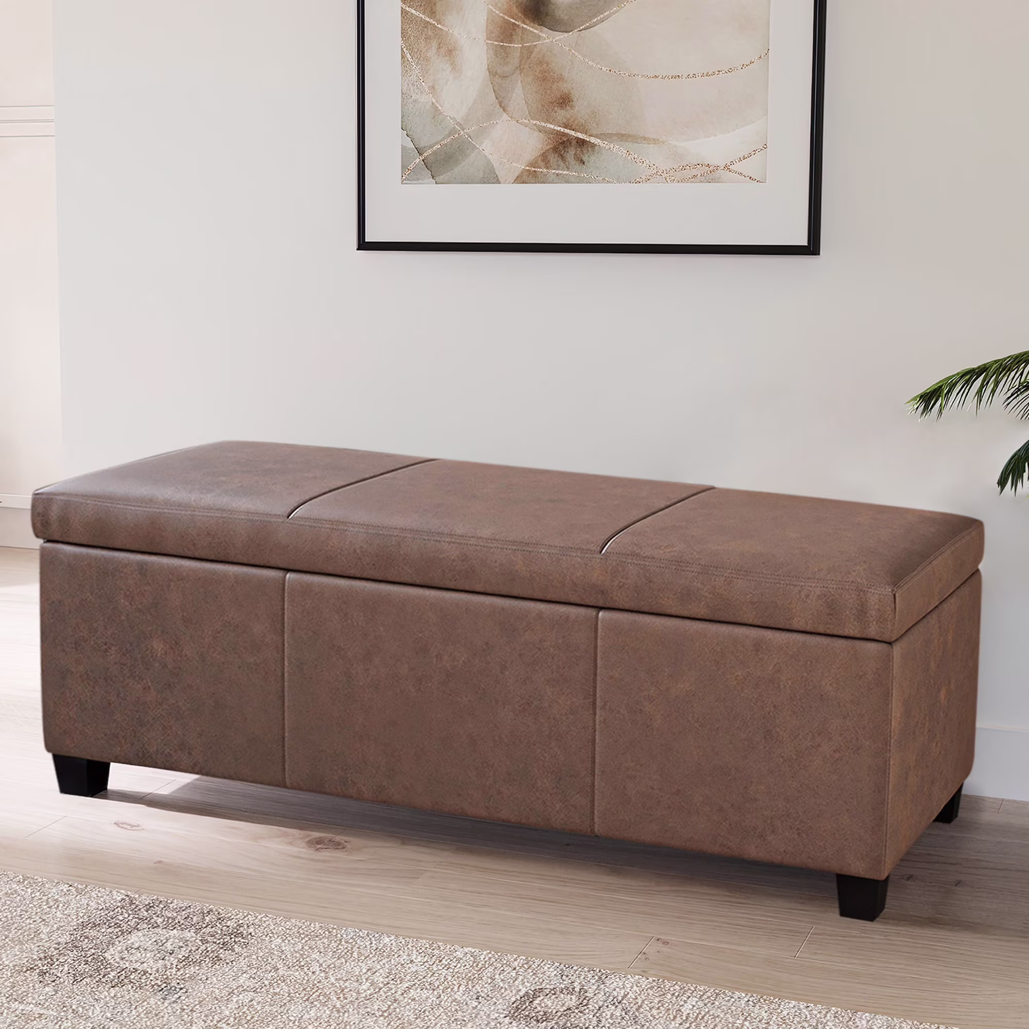 BELLEZE Storage Ottoman Bench Footstool - Amherst (Beige) - Image 7