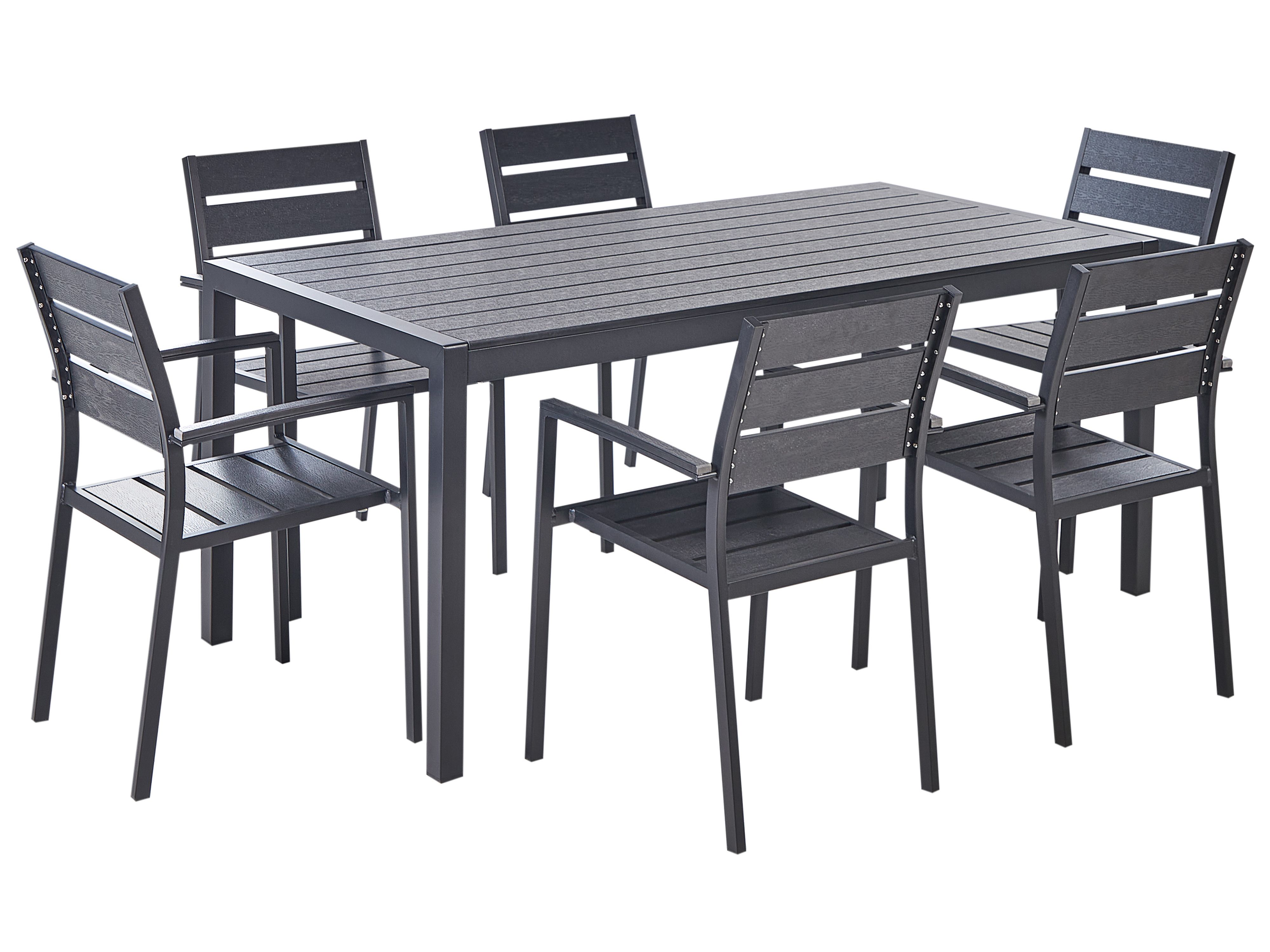 Garden Dining Set 6 Seater VERNIO Black