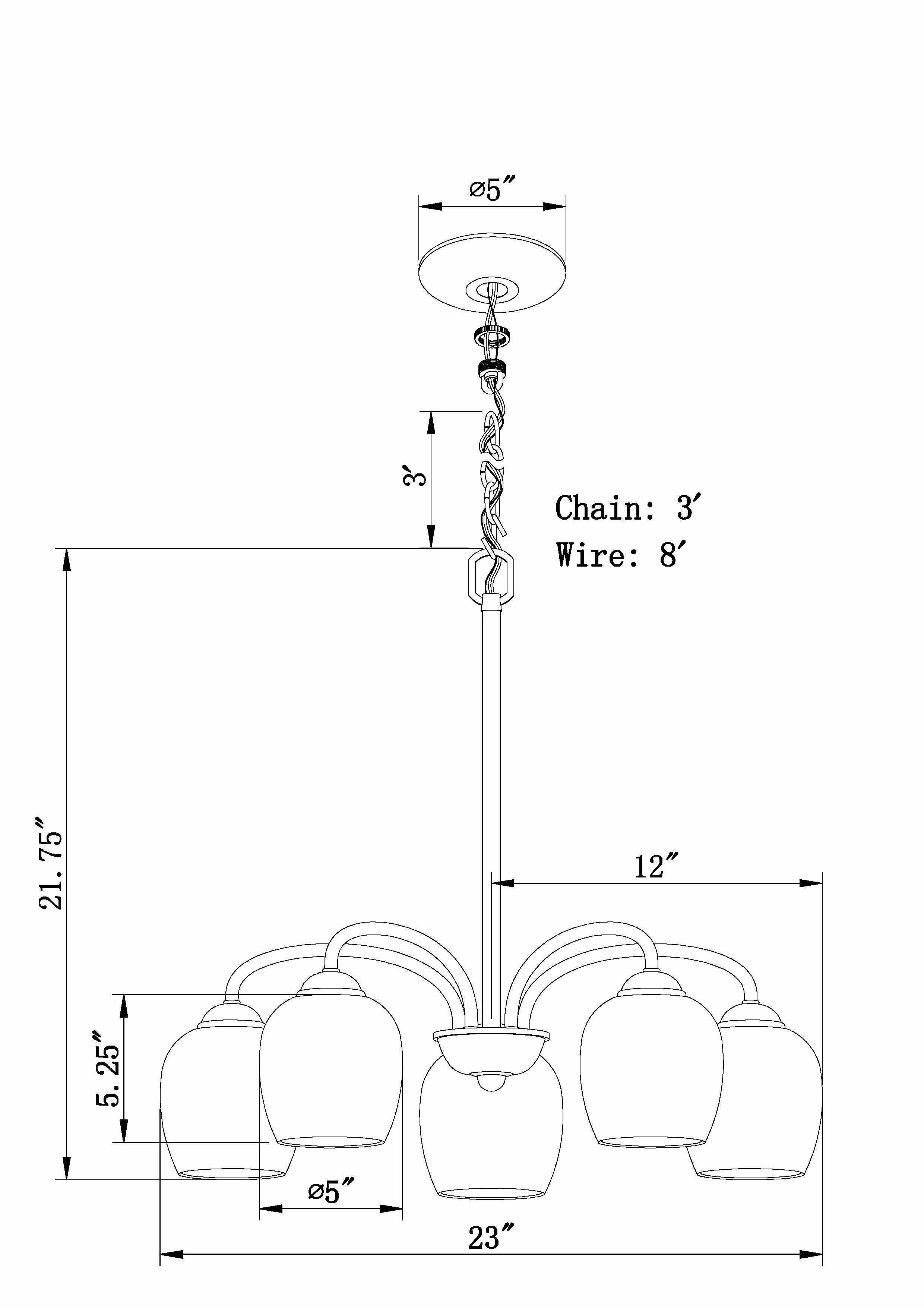 2636-05-32-Forte Lighting-Felton - 5 Light Chandelier-21.75 Inches Tall and 23 Inches Wide-Antique Bronze Finish    -Traditional Installation