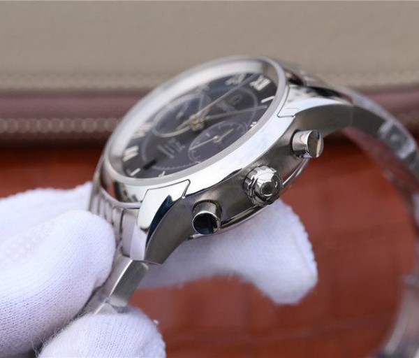 Replica Omega OMF De Ville Chronograph 42mm Black Dial SS Bracelet A9300 - Top club