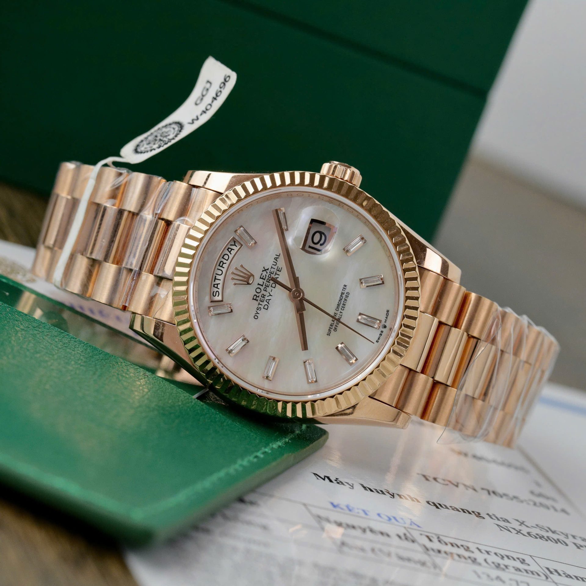 Rolex Day-Date Dial Mother Of Pearl Best Replica Watch Custom Gold Wrapped 36mm - Top club