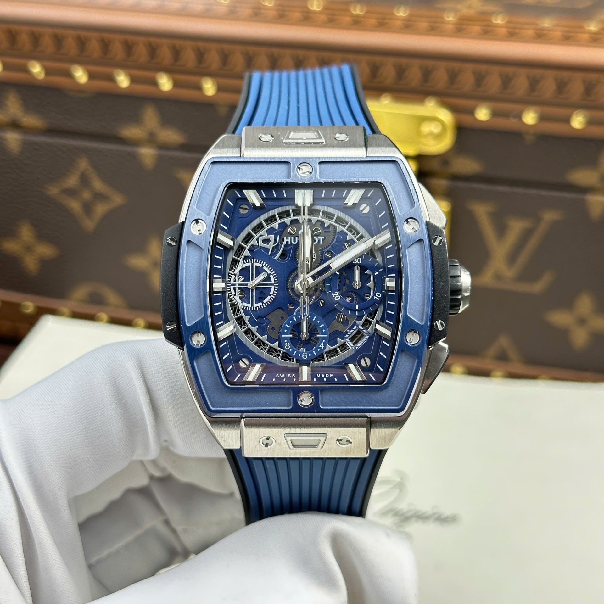 Hublot Spirit Of Big Bang Titanium Replica Watch Bezel Blue BBF Factory 42mm - Elite Watch Atelier