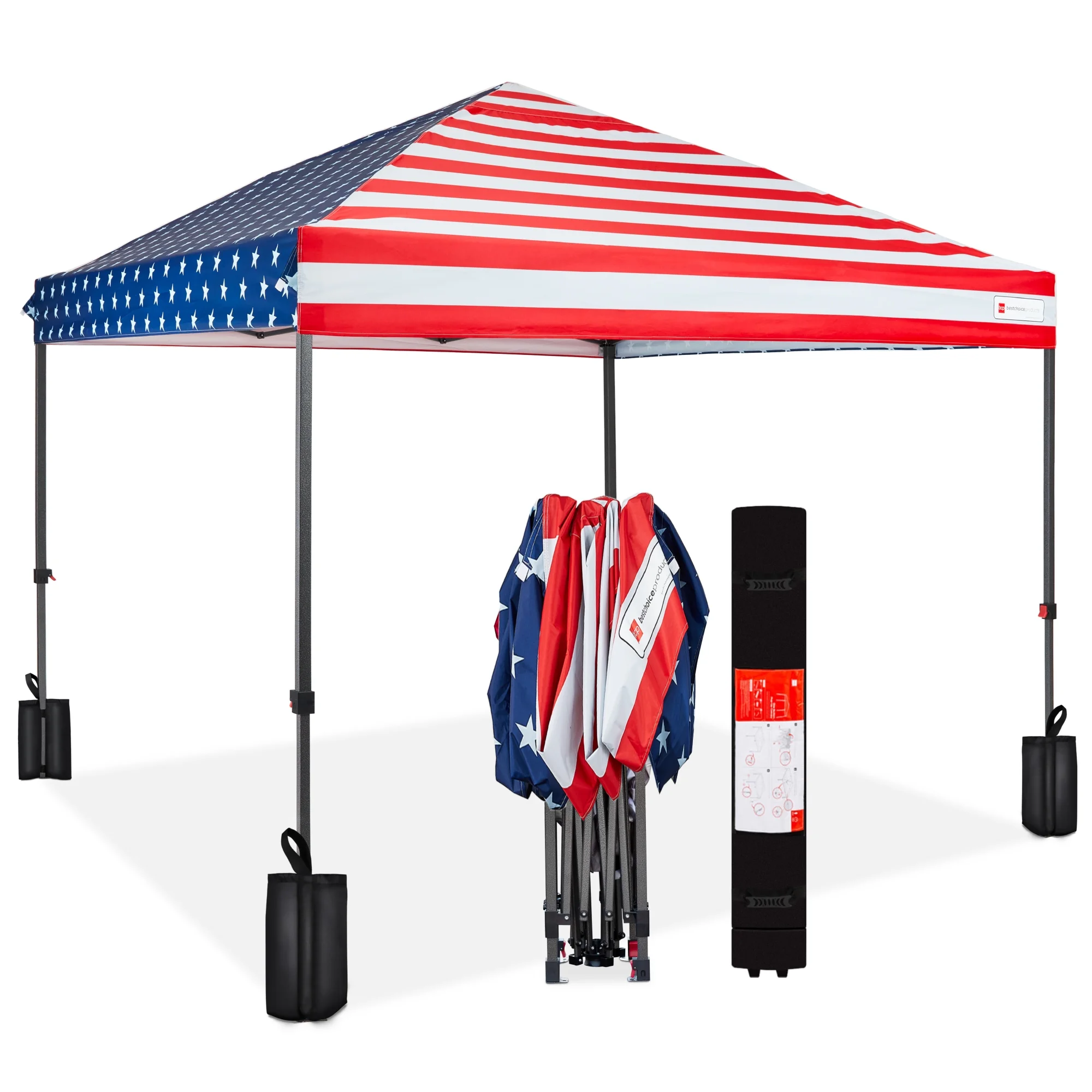 Best Choice Products 10x10ft Easy Setup Pop Up Canopy w/ 1-Button Setup, Wheeled Case, 4 Weight Bags - White - Image 74