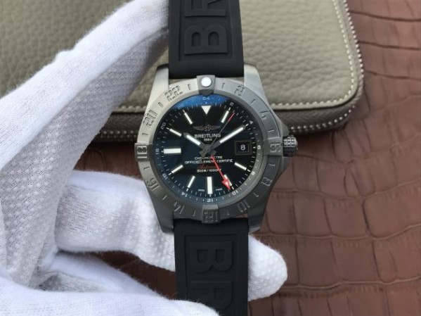 Replica Breitling Avenger GMT PVD GF Black Dial Black Rubber Strap A2836 - Top club