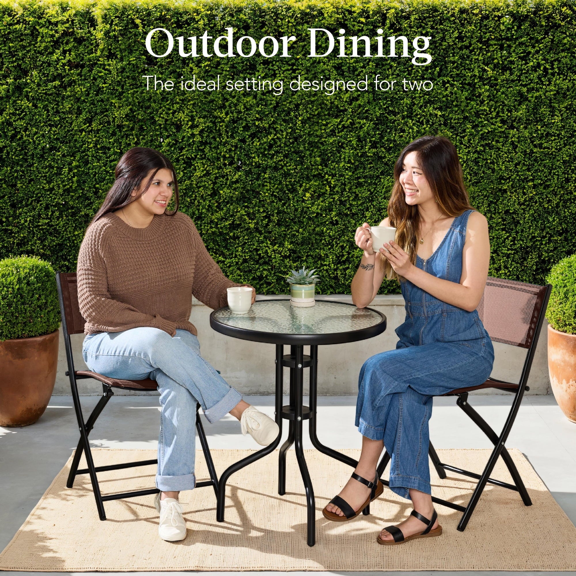 Best Choice Products 3-Piece Patio Bistro Dining Set With Glass Tabletop And Folding Chairs - Gray - Image 73 Best Choice Products 3-Piece Patio Bistro Dining Set With Glass Tabletop And Folding Chairs - Gray - Image 73