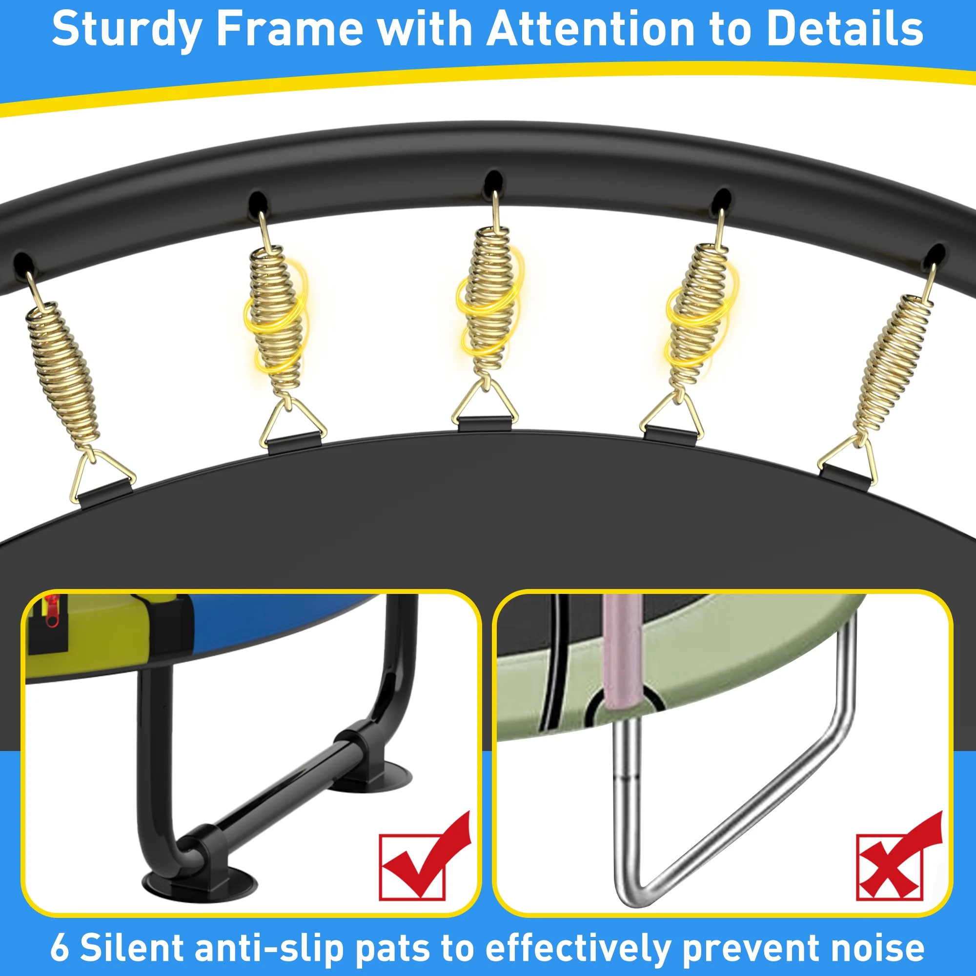 CITYLE Trampoline for Kids 600LBS 60'' 5FT Toddler Trampoline Indoor Outdoor with Basketball Hoop, Swing, Adjustable Bar, Mini Small Trampoline with Enclosure, Gifts for Toddlers, Boys & Girls - Image 39