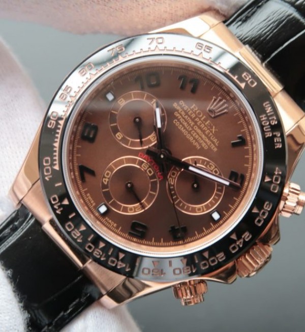 Replica Rolex Daytona 116515 Noob Chocolate Dial Black Leather Strap A7750 - Elite Watch Atelier