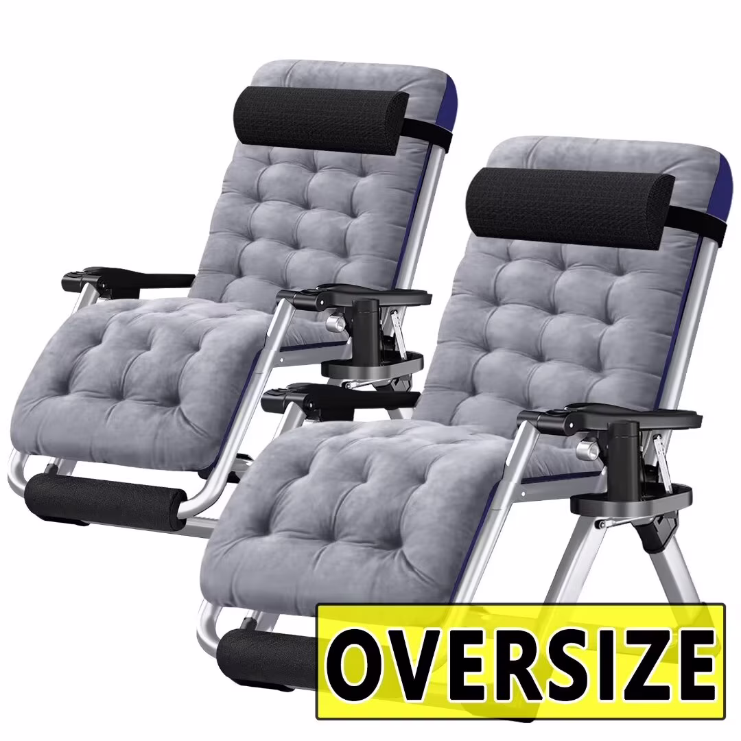 NAIZEA 2 Pack Zero Gravity Chair, Foldable Portable Lawn Recliner with Cushion, Headrest, Cup Holder, Black - Image 17
