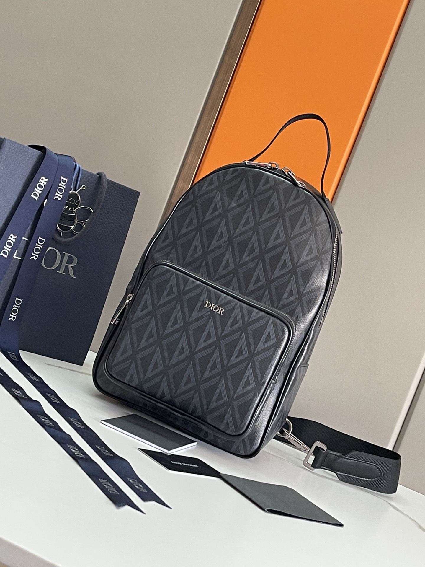 Mini Rider Sling Bag Black/Grey For Women‎ 12.5 in/ 32 cm CD 1ESBO038CDP_H43E1:1High-quality replica