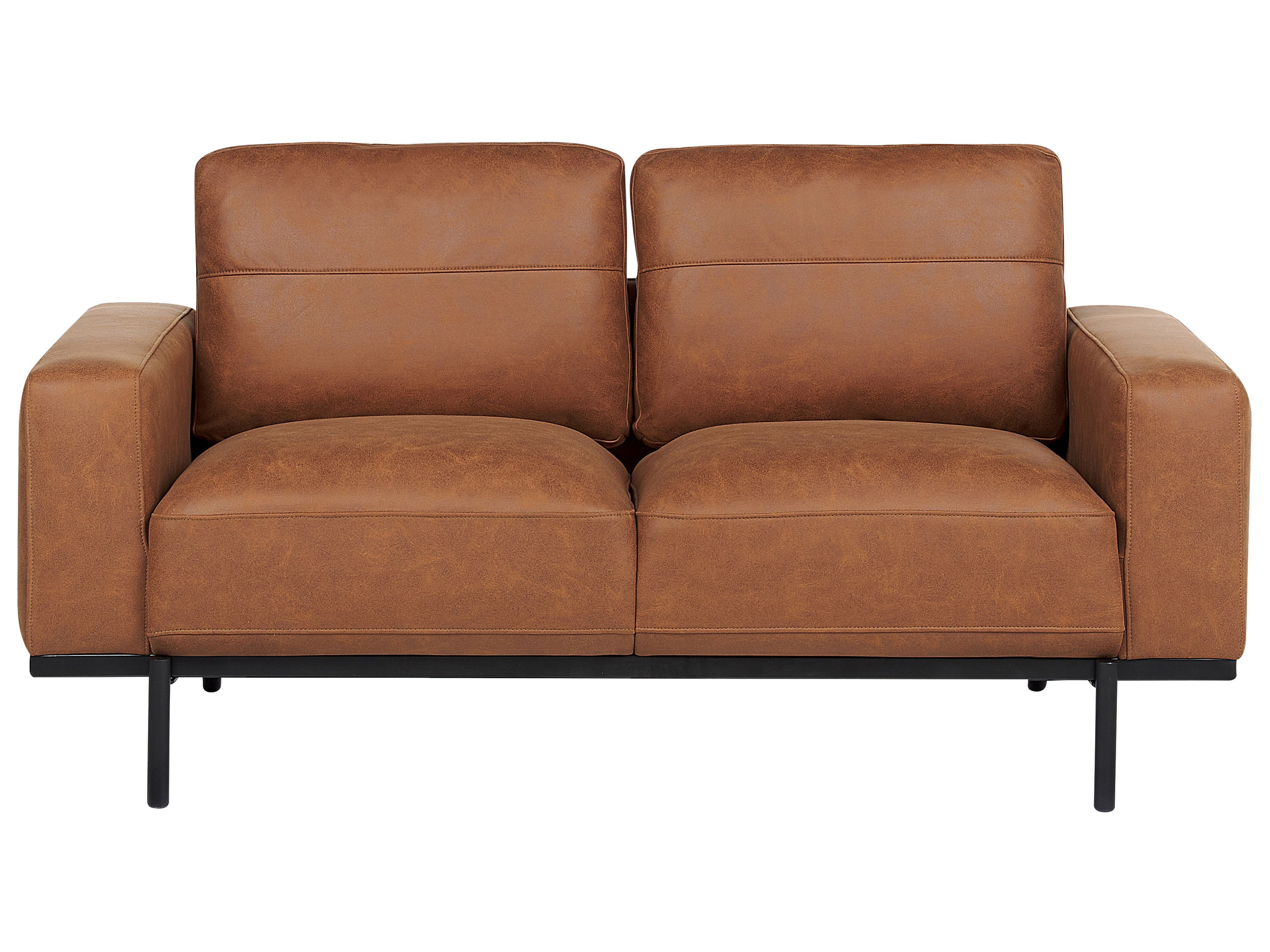 Sofa 2 Seater SOVIK Faux Leather Brown