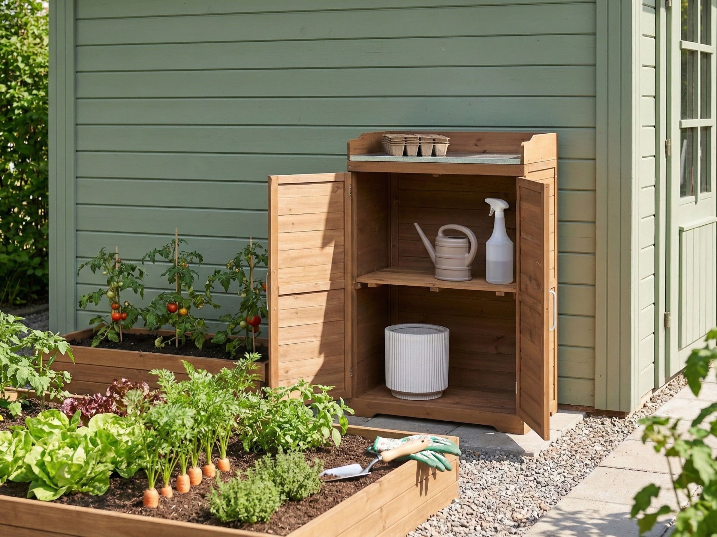 Potting Bench TEREVILLE Fir Wood 67 cm 45 cm Brown