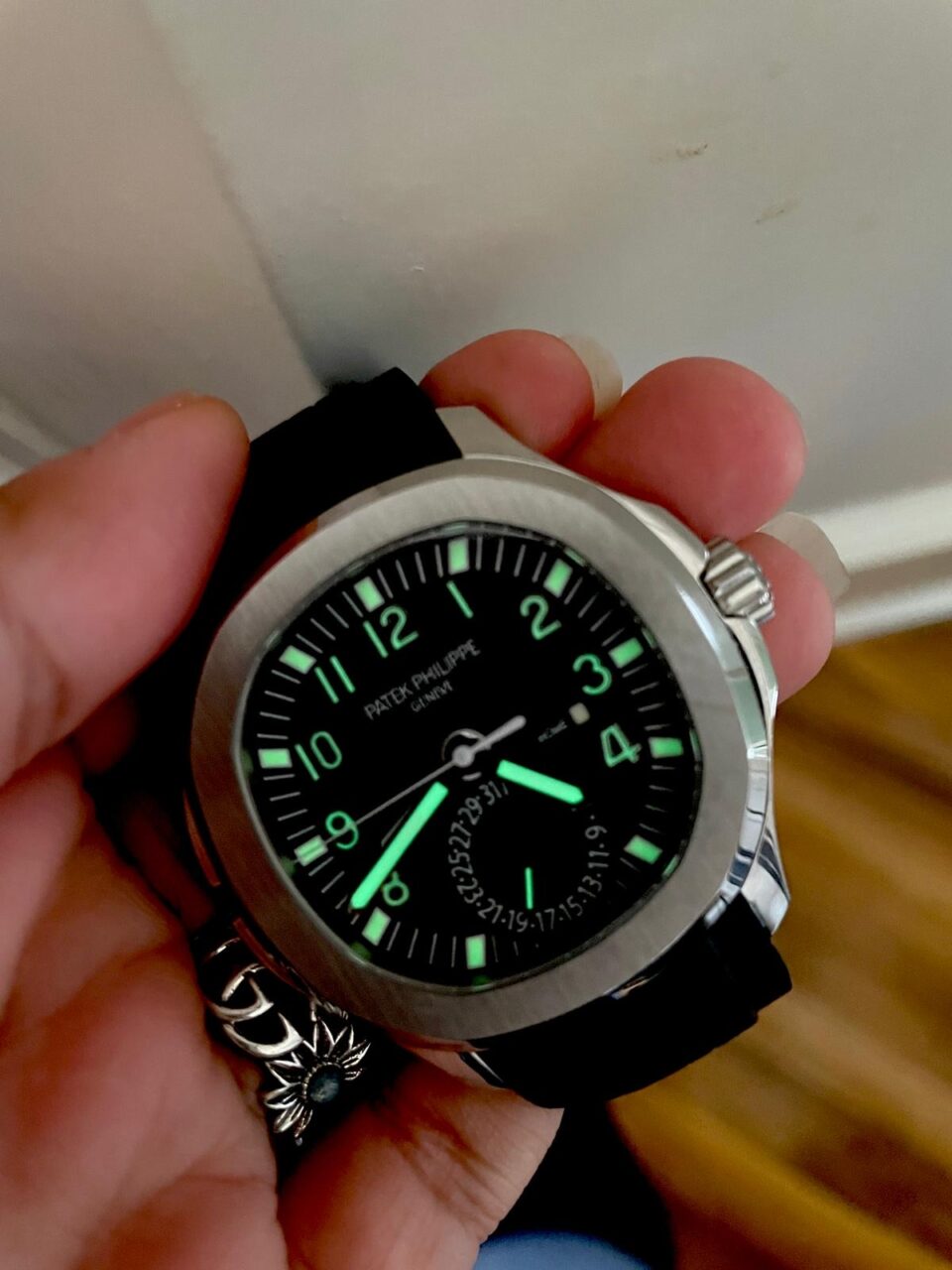 Replica PATEK PHILIPPE Aquanaut 5164A SS GRF BEST EDITION BLACK DIAL ON BLACK RUBBER STRAP A324 V2 - Top club