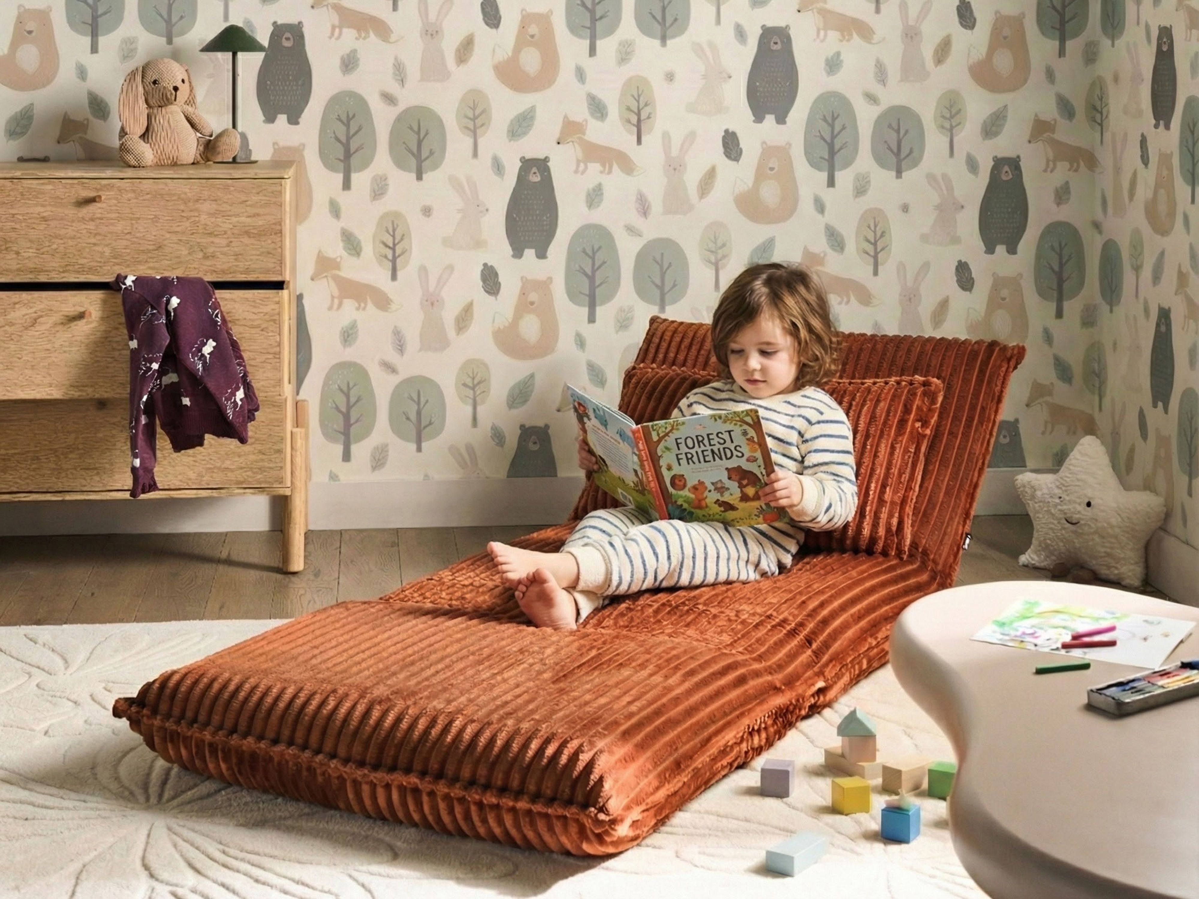 Single Sofa Bed LYSEKIL Corduroy Golden Brown