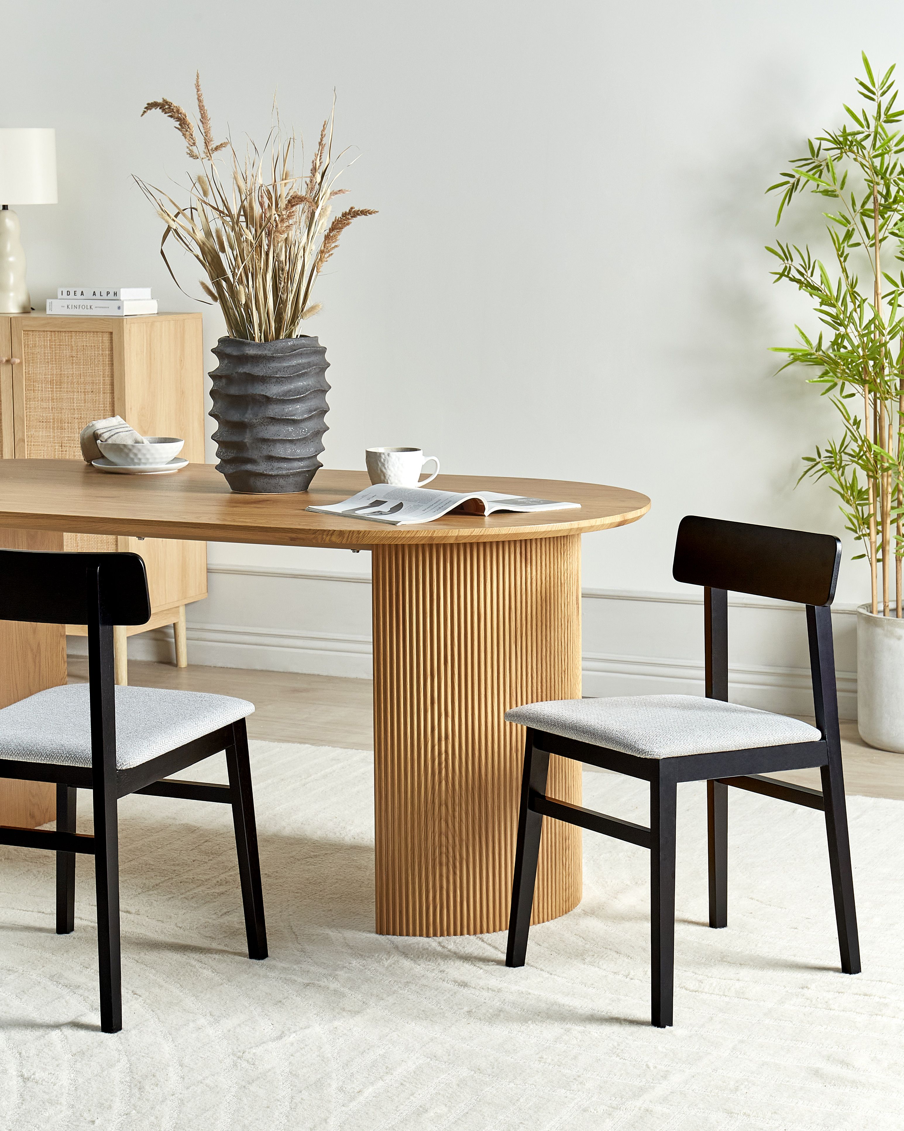 Set of 2 Dining Chairs STACY Wood Light Grey