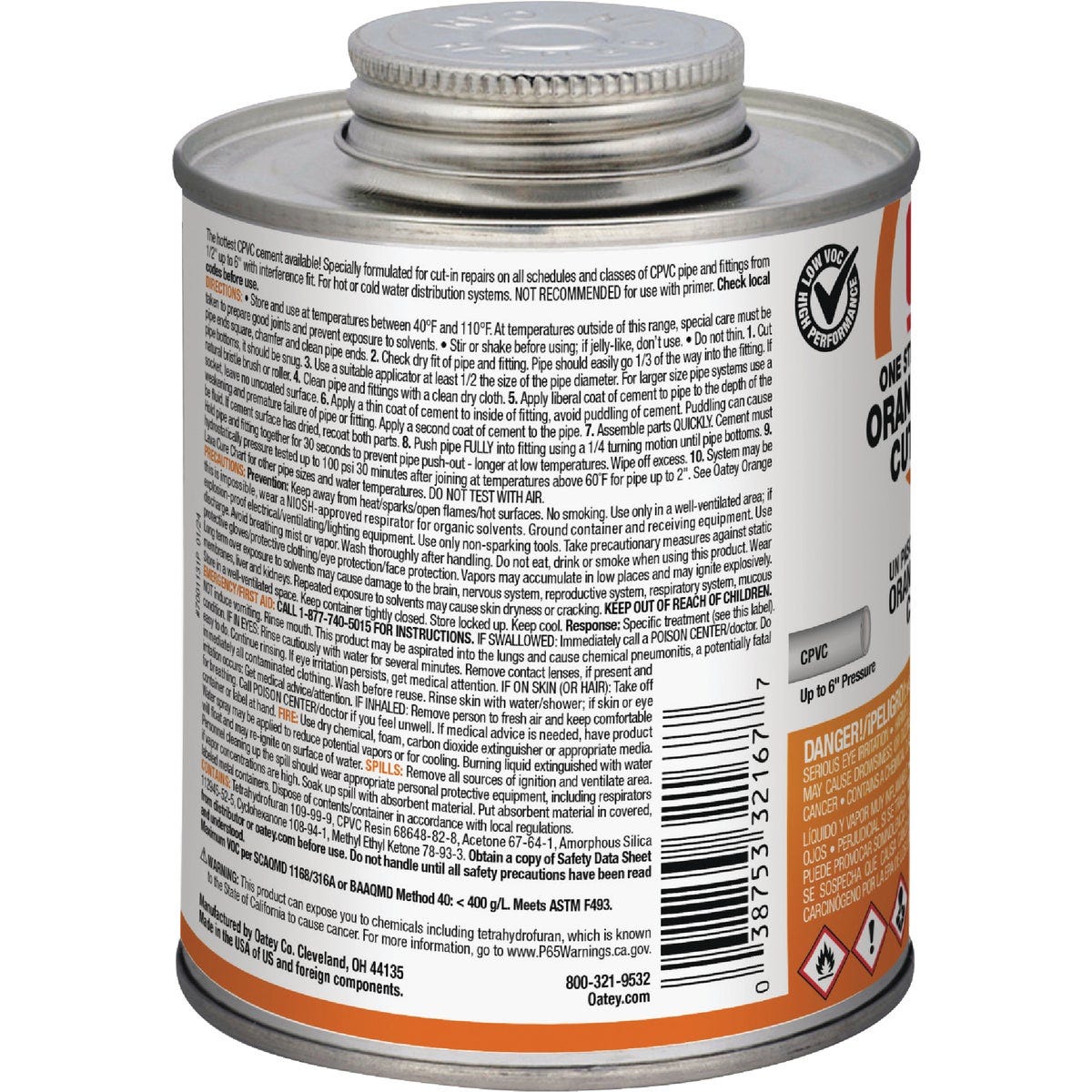 Oatey 16 Oz. Orange Lava One-Stop Hot Cut-In CPVC Cement