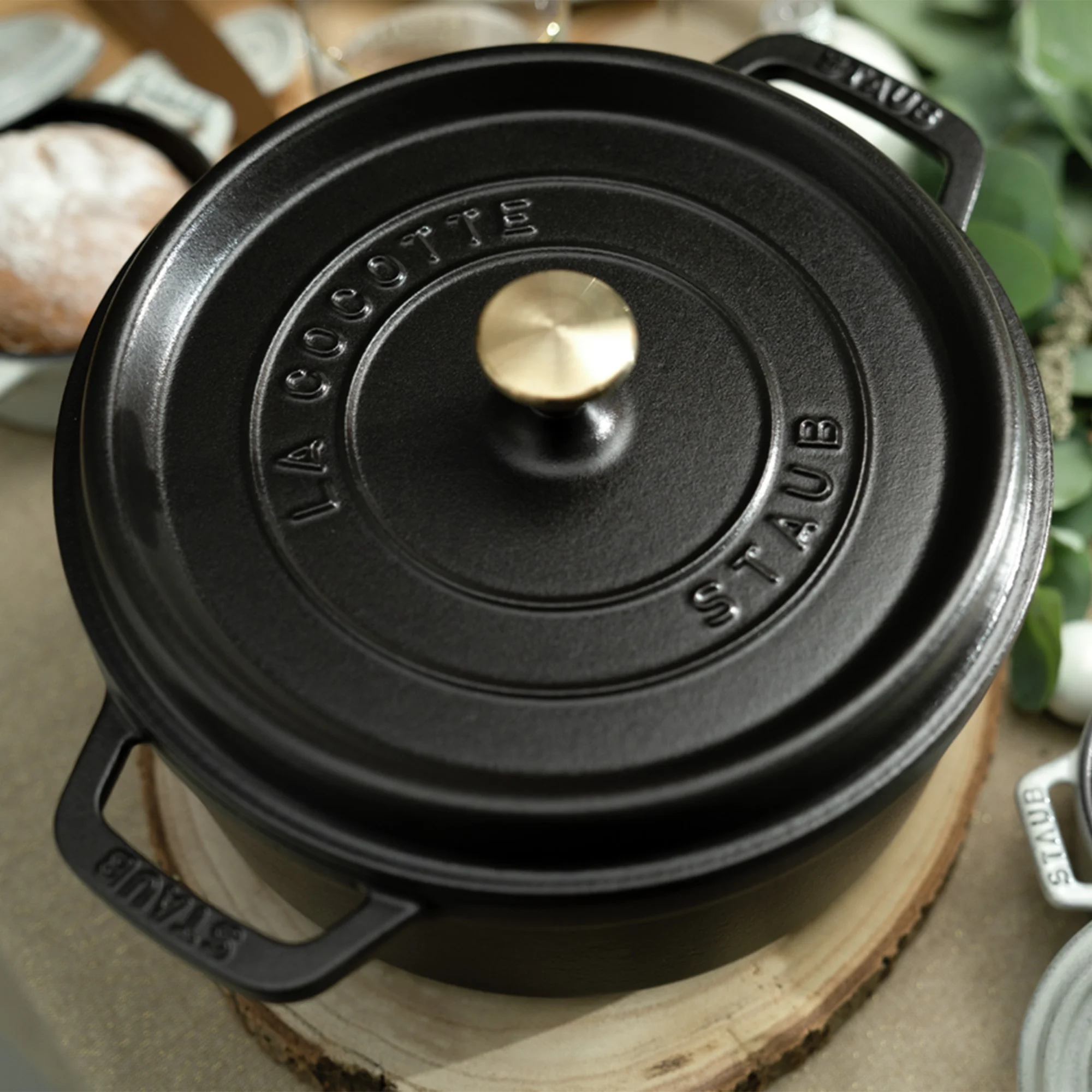 Staub Cast Iron 2.75-qt Round Cocotte - Basil - Image 36