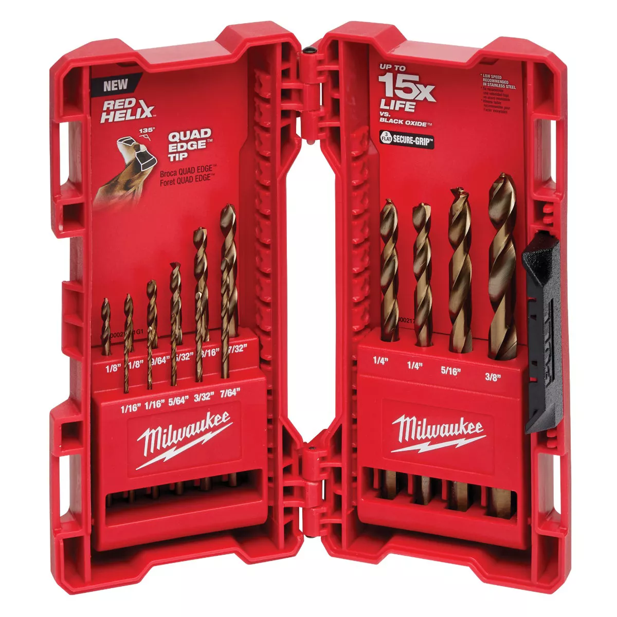 Milwaukee RED HELIX Cobalt Drill Bit Set (15-Piece)