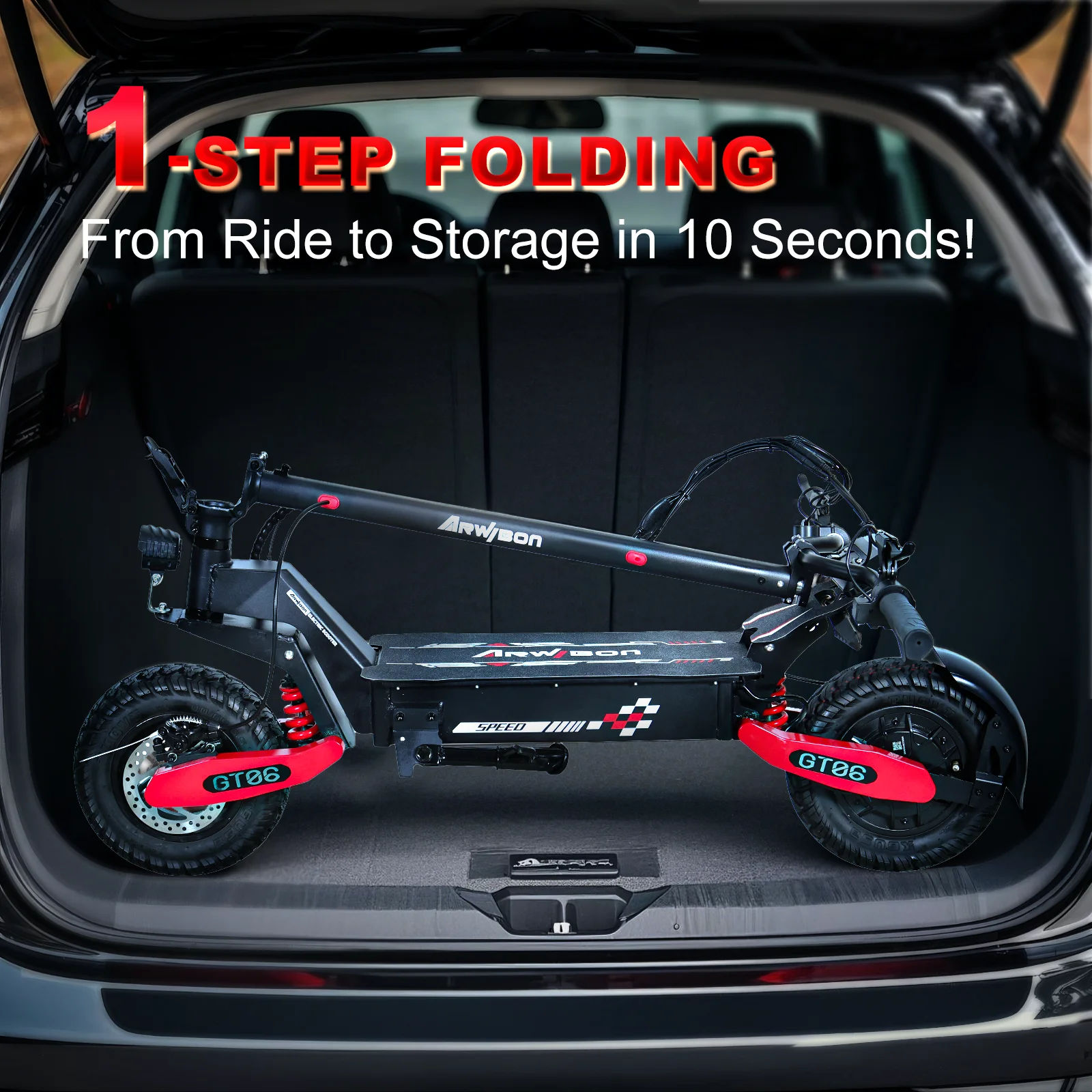 Off Road Electric Scooter for Adults, 1200W Motor Fast E Scooter, Up to 28MPH Top Speed & 20Miles Long Range, 11" Off-Road Tires, 330lbs MAX Load, Foldable - Image 12