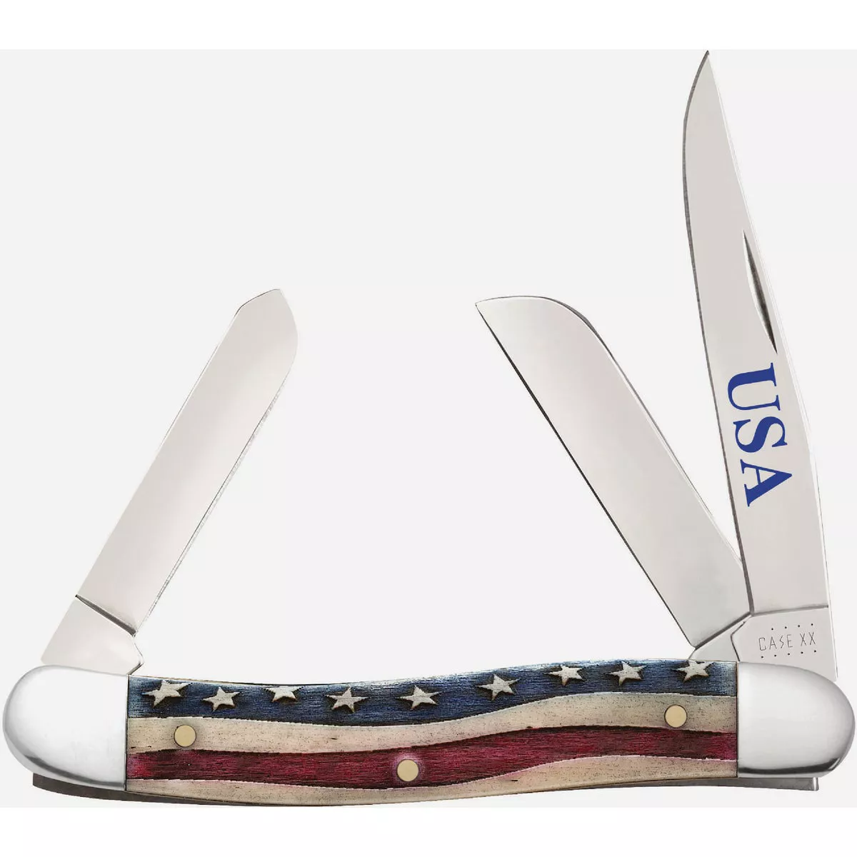 Case 2.55 In. Star Spangled Natural Bone Color Wash Medium Stockman Pocket Knife