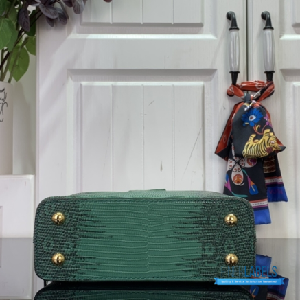 Emerald Green Lizard Embossed Mini Top Handle Handbag1:1High-quality replica