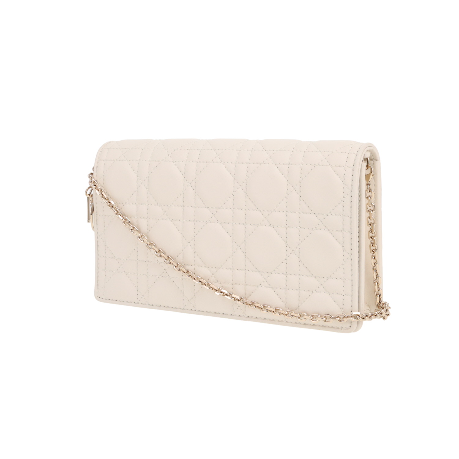 Dior Lady Dior Wallet on Chain pouch in white leather cannage1:1High-quality replica