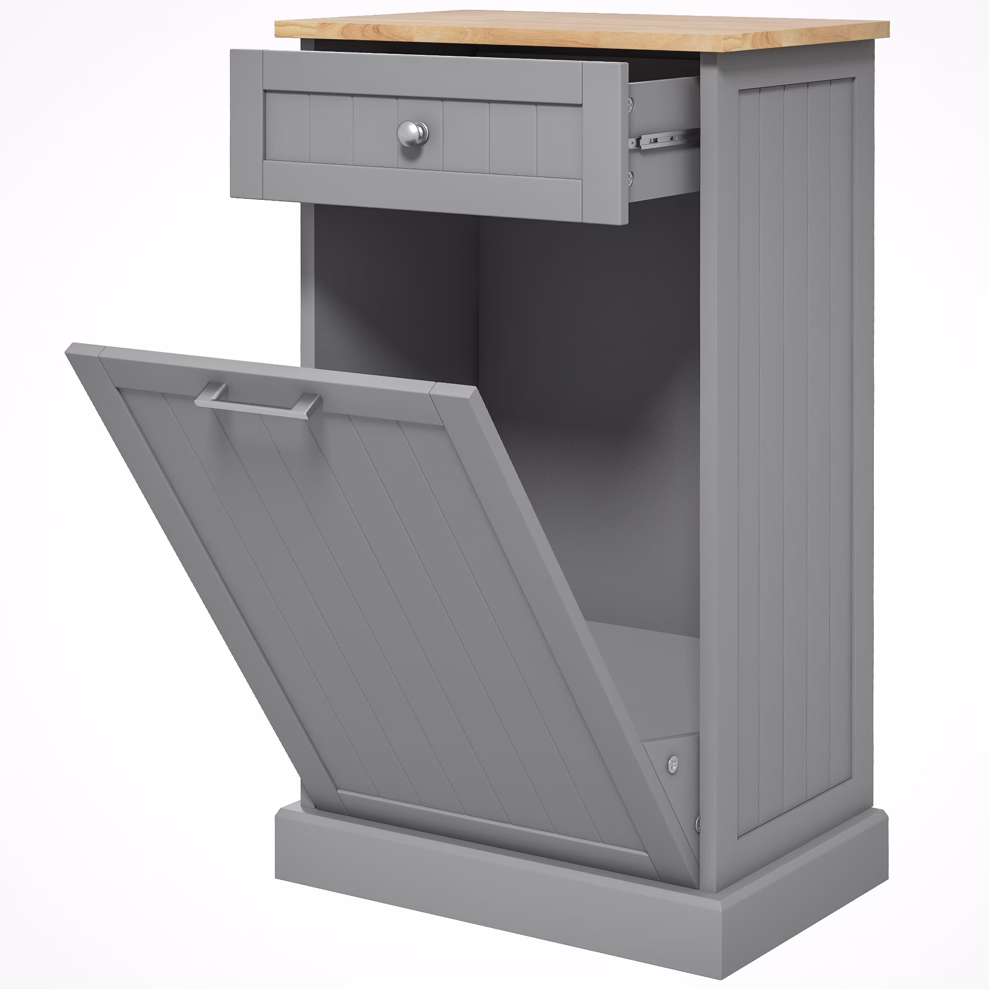 HOMCOM Kitchen Tilt Out Trash Bin Cabinet, Free Standing Recycling Cabinet - Image 5