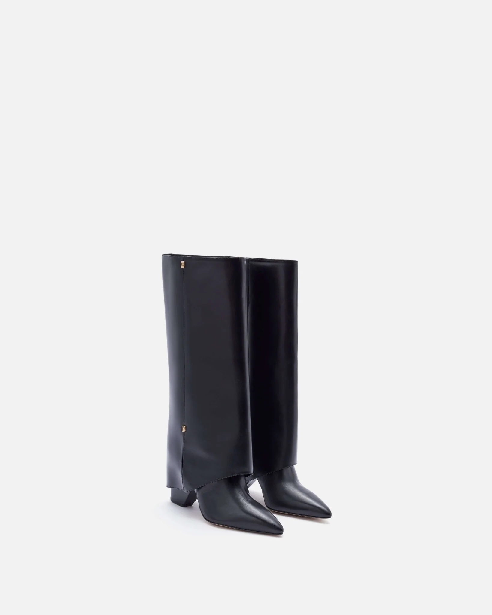 BOTTES KYMELI - En cuir guêtres à talons noir