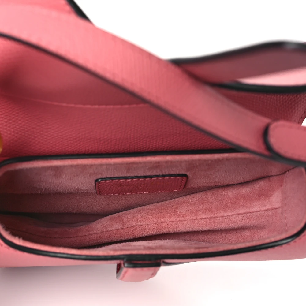 Dior Pink Grained Calfskin Leather Mini Saddle Bag Brass Hardware Replicas1:1High-quality replica