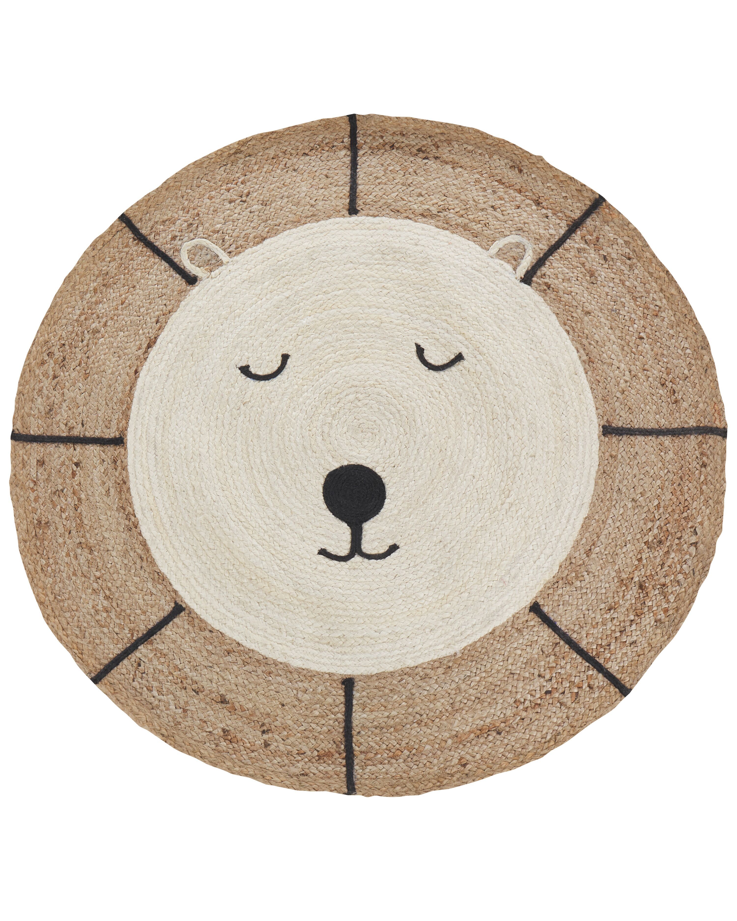 Kids Rug KOVU Beige ø 120 cm Jute