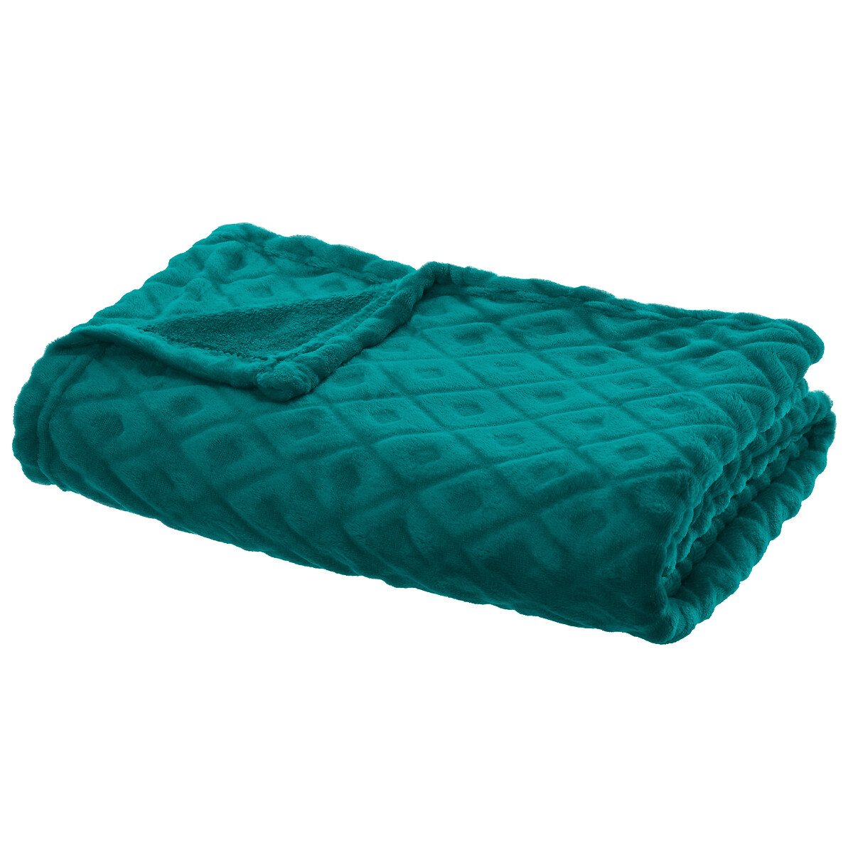 Plaid "Losange", flannel Teal Blue, 125x150 cm