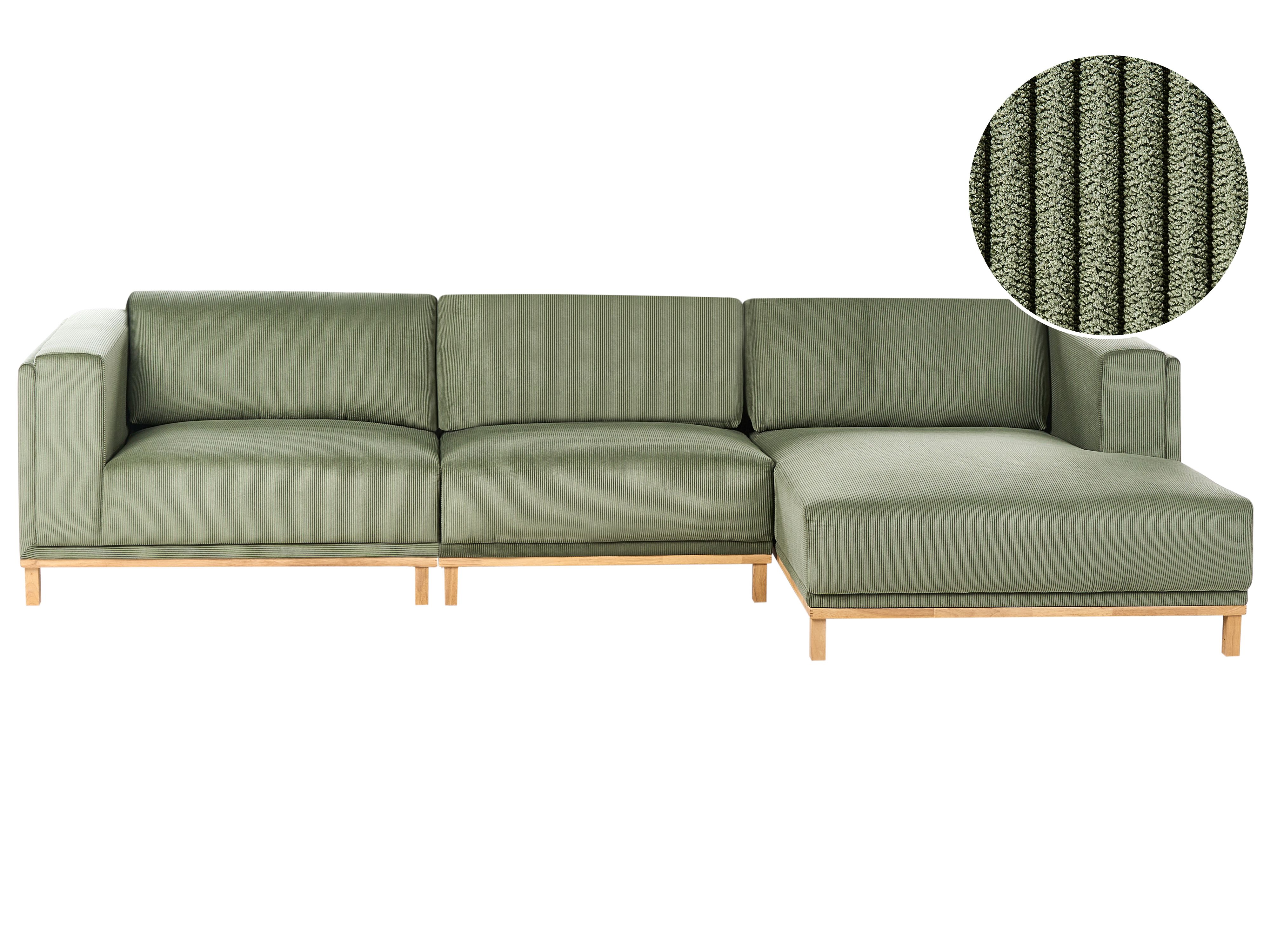 Corner Sofa 5 Seater VENG Corduroy Green Left Hand